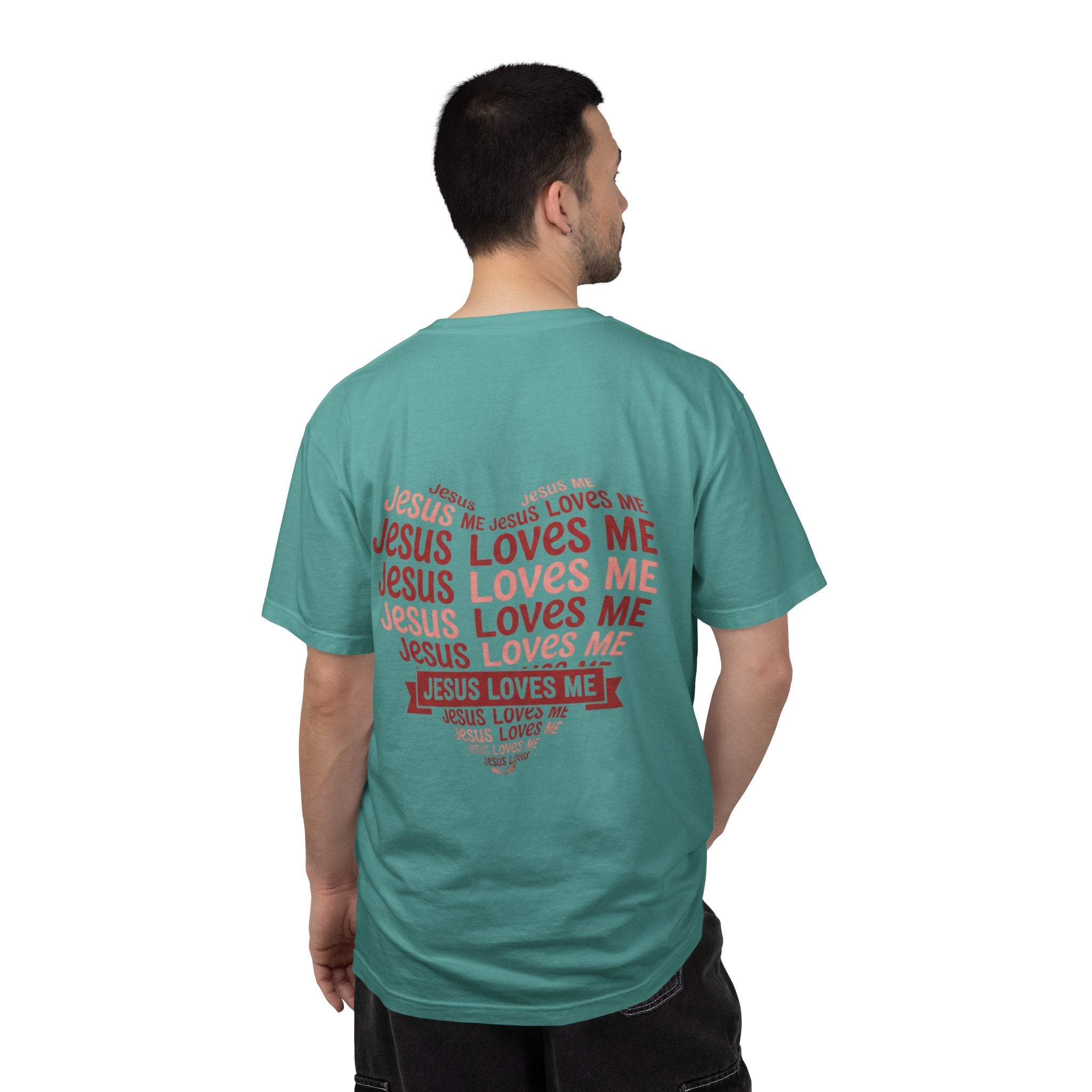 Jesus Loves Me Heart Garment-Dyed T-Shirt – Christian Faith Tee | Vintage Style Inspirational Shirt