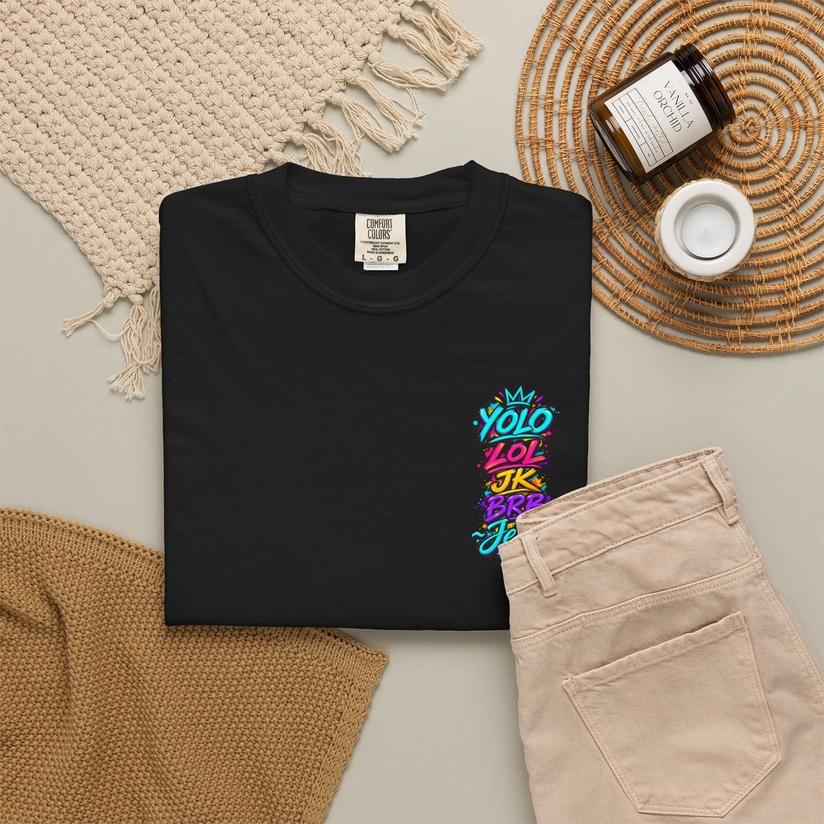 YOLO LOL JK BRB Jesus T-Shirt | Neon Christian Graffiti Comfort Colors Tee| Unisex
