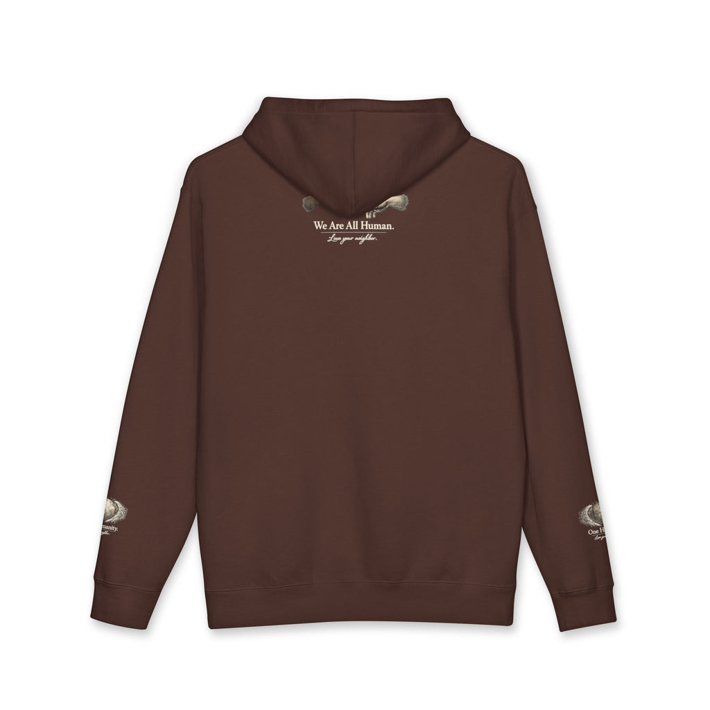 “One Humanity” Hoodie – “Love Your Neighbor” Earth & Wings Graphic Sweatshirt