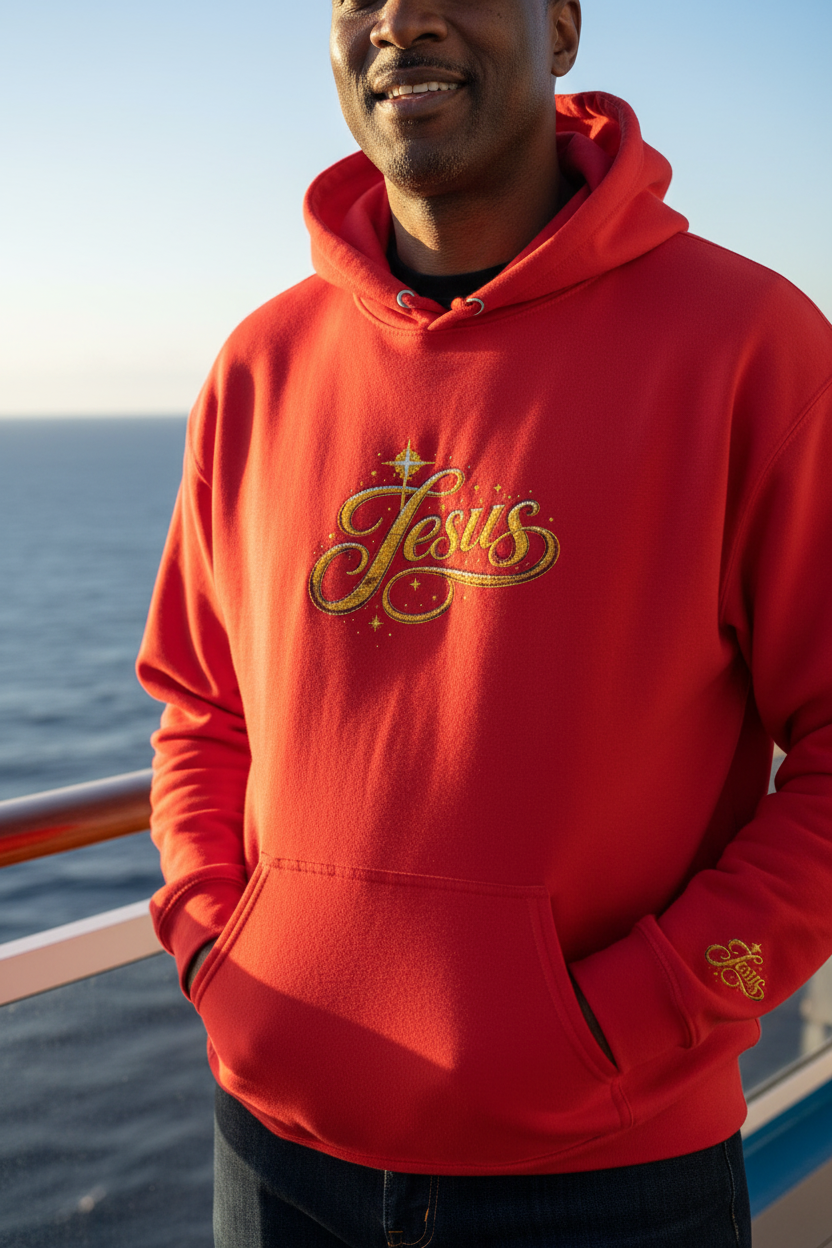 Jesus Gold Script Hoodie – Sparkle Christian Faith Pullover | Inspirational Hoodie