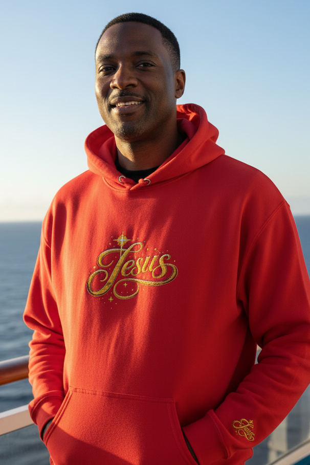 Jesus Gold Script Hoodie – Sparkle Christian Faith Pullover | Inspirational Hoodie