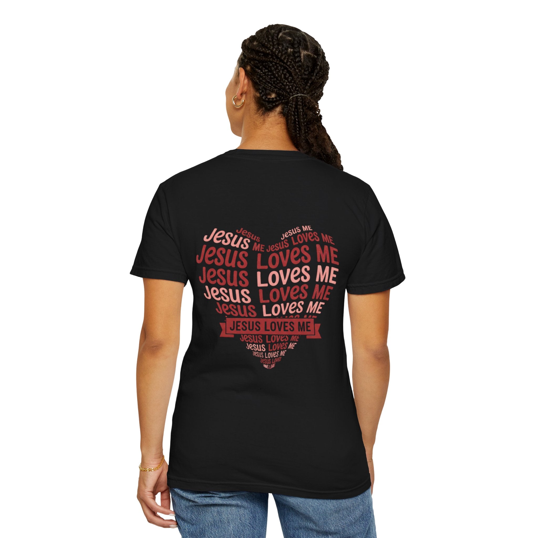 Jesus Loves Me Heart Garment-Dyed T-Shirt – Christian Faith Tee | Vintage Style Inspirational Shirt