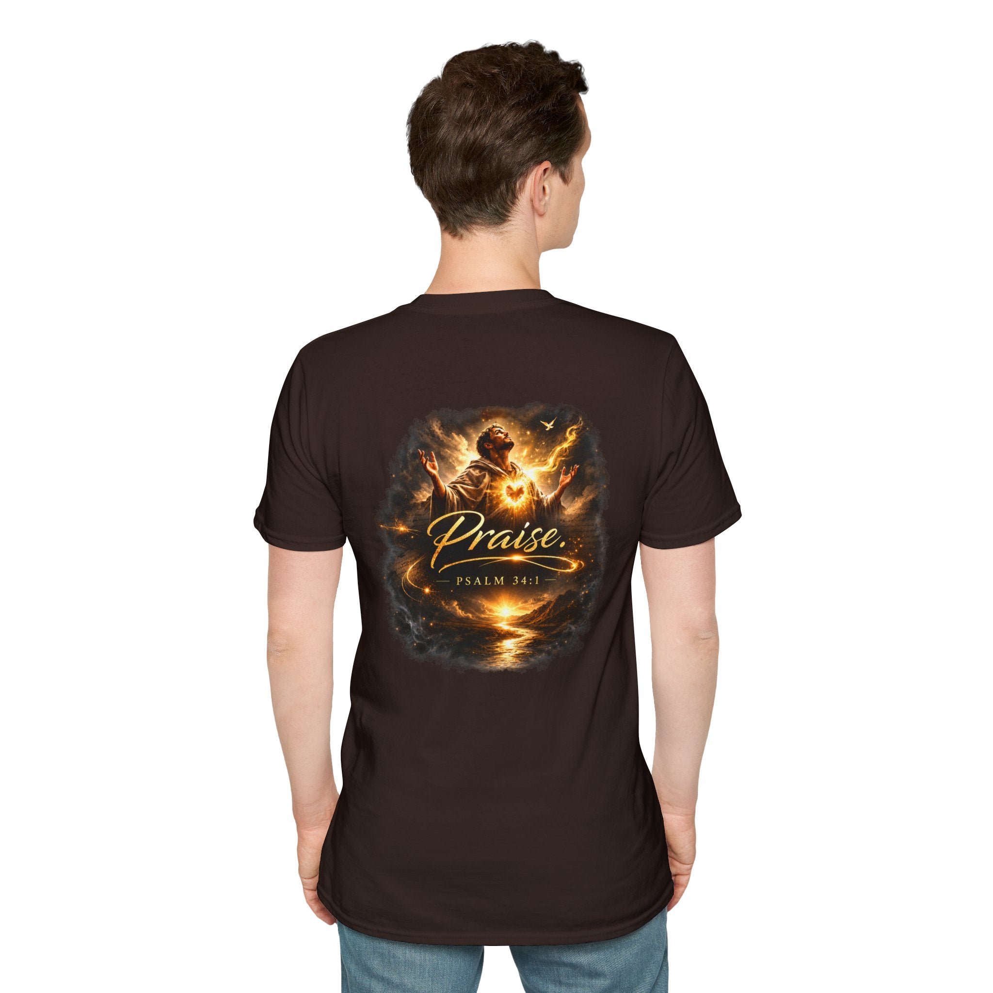 Minimalist Christian T-shirt featuring a Dove of Peace chest emblem with the words “Pray, Love, Remember” on a soft lightweight faith-inspired tee.