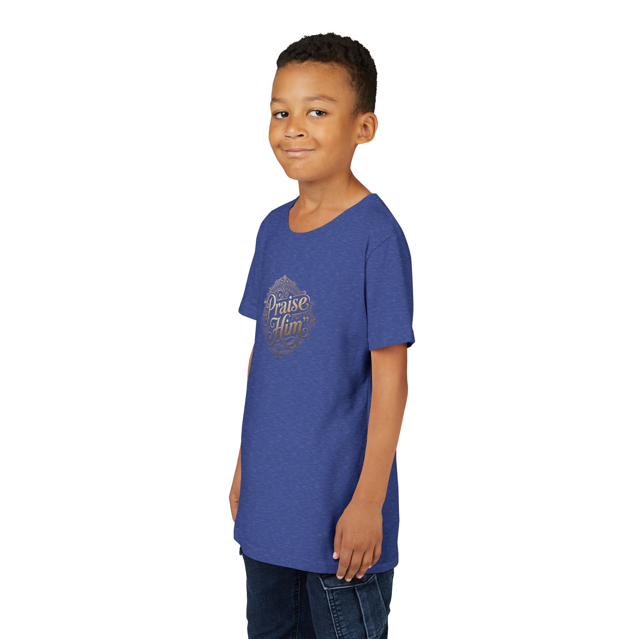 Praise Him Psalms 34:1 Youth T-Shirt | Christian Kids Faith Tee | Inspirational Youth Apparel