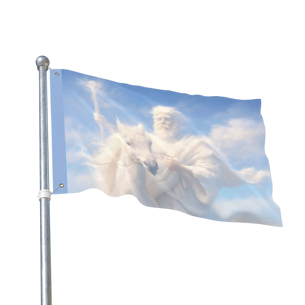 Jesus Riding on the Clouds Flag | Double-Sided Christian Outdoor Flag | Inspirational Faith Banner