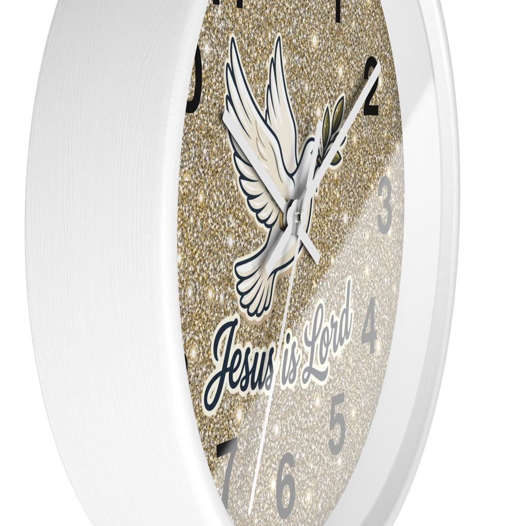Jesus Is Lord Wall Clock | Dove of Peace Christian Wall Decor | Silent Faith Clock