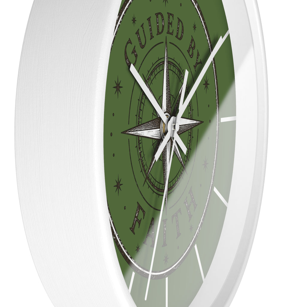 Guided by Faith Compass Wall Clock | Rustic Christian Clock | Inspirational Faith Home Decor