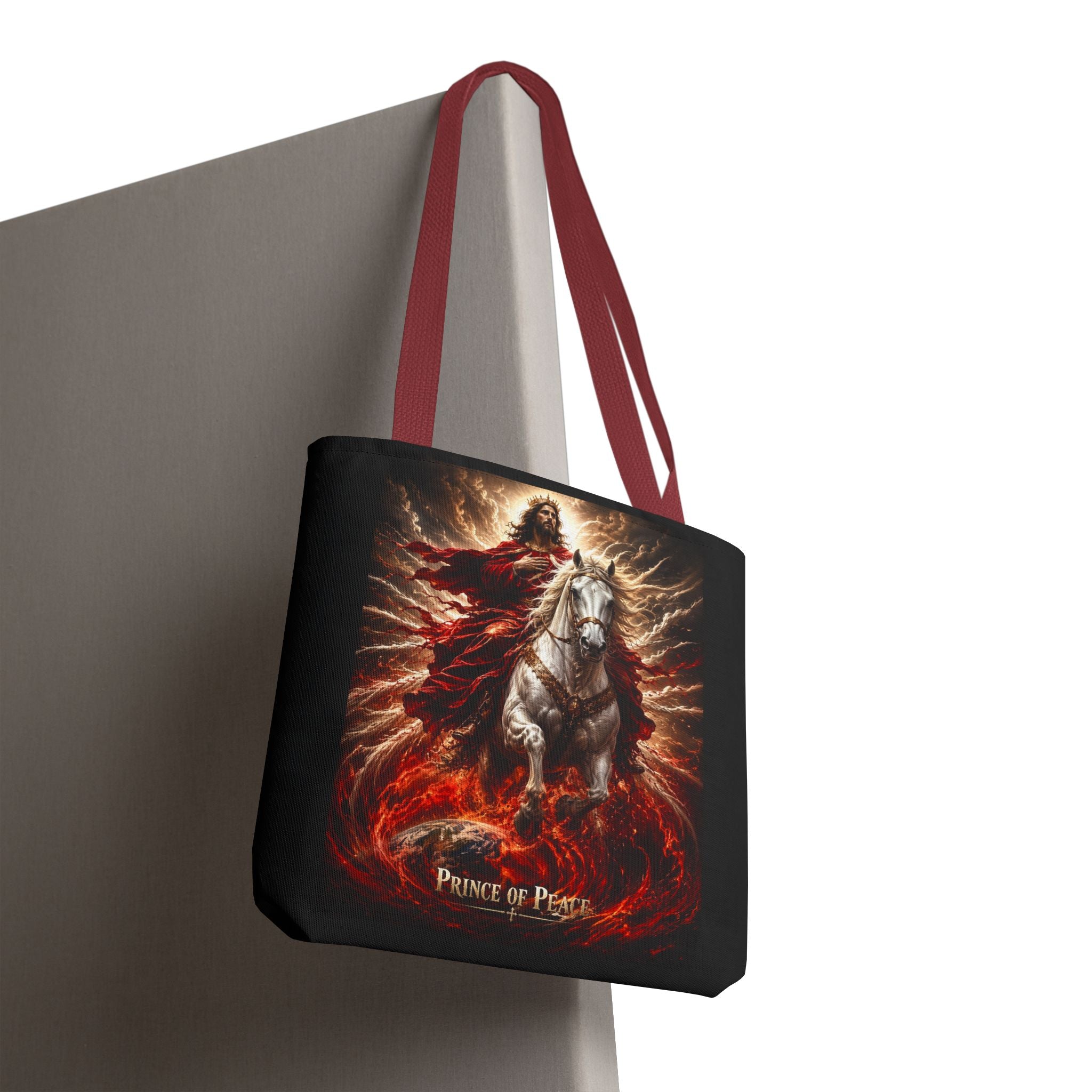 Prince of Peace Tote Bag | Jesus Riding White Horse Christian Tote | Inspirational Faith Carryall