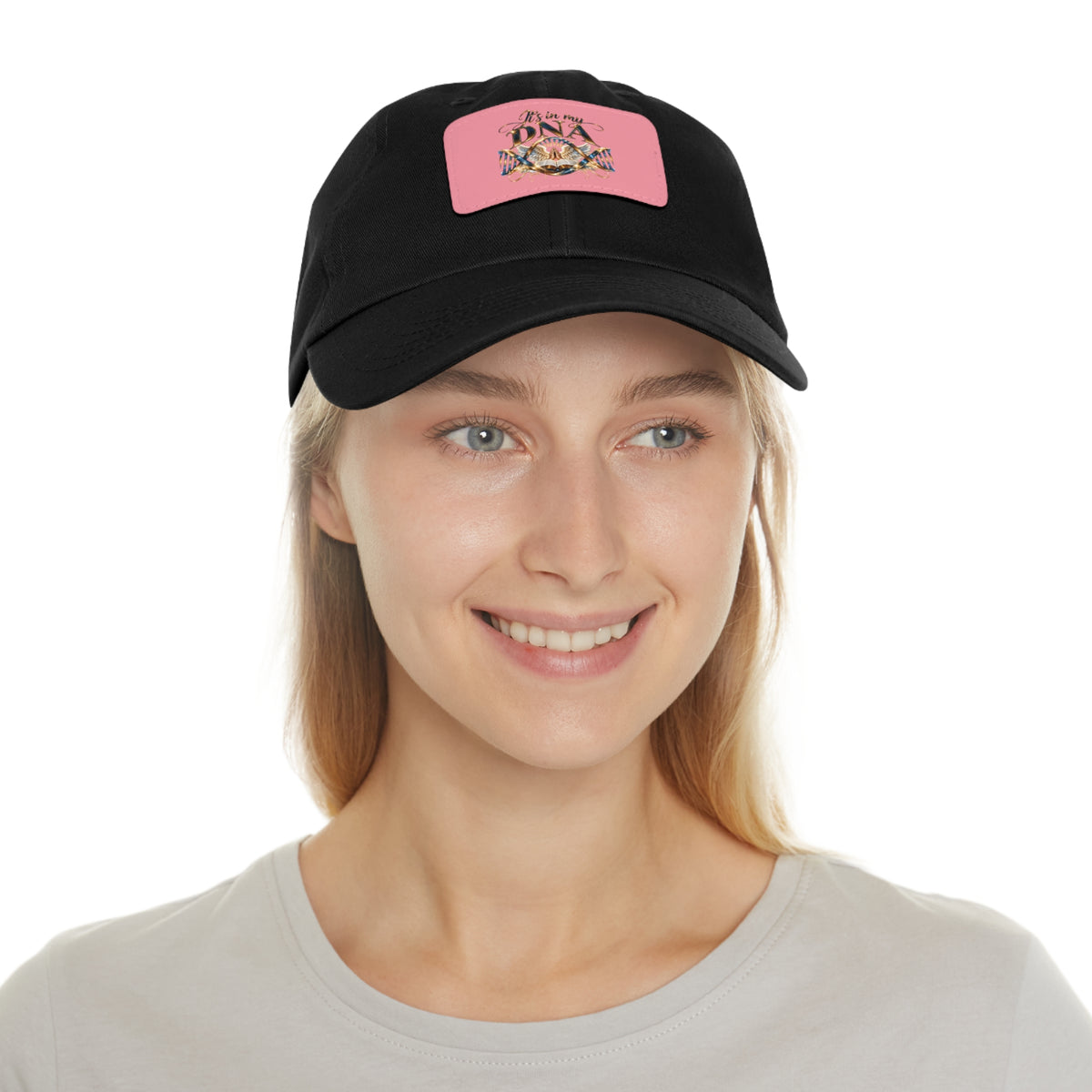 It's in My DNA Christian Dad Hat – Faith-Inspired Faux Leather Patch Baseball Cap