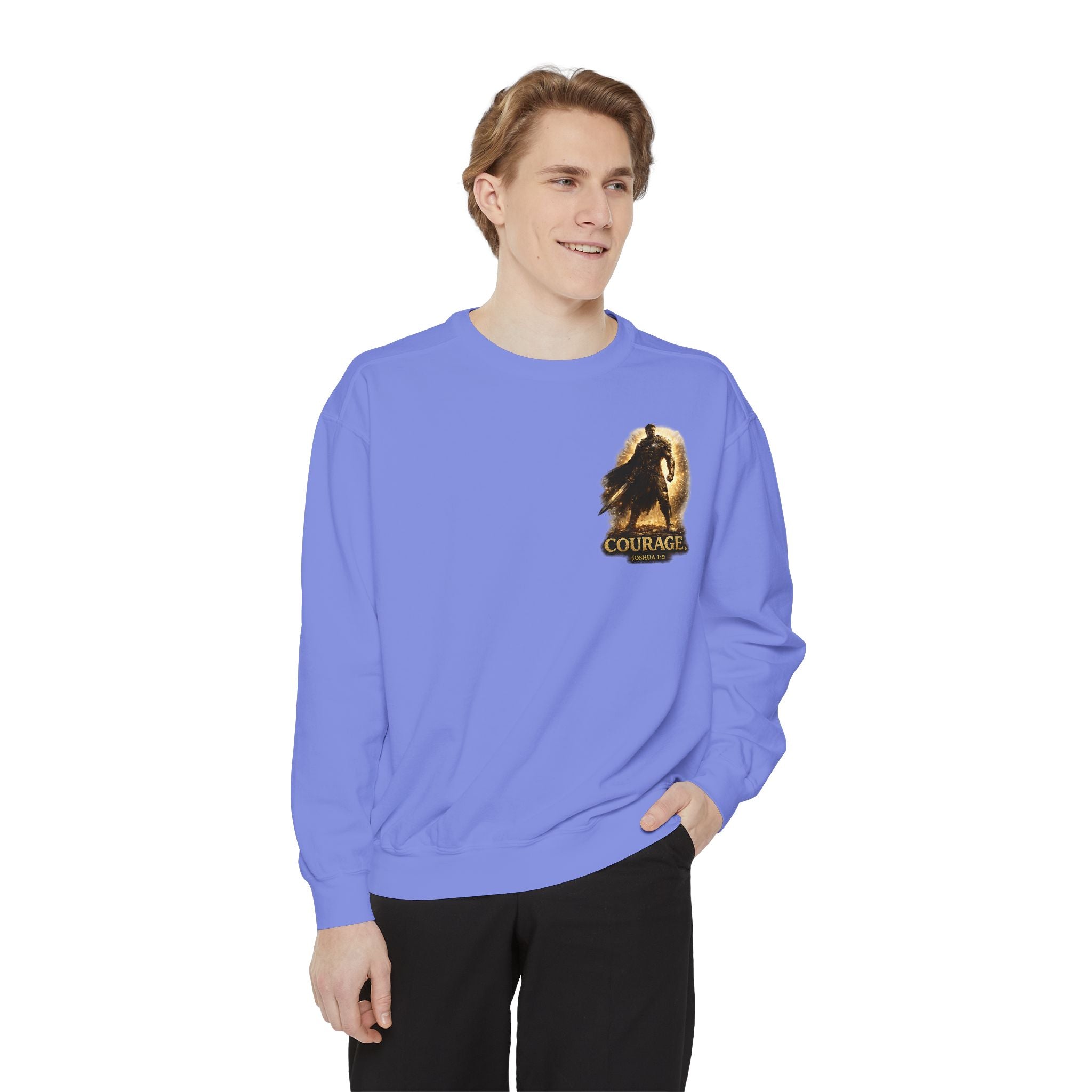 Joshua Courage Sweatshirt | Be Strong and Courageous Christian Crewneck | Inspirational Faith Apparel