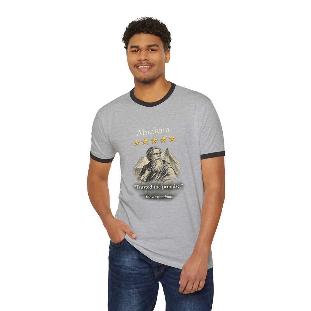 Abraham – Ringer Tee | “I Trusted the Promise” Vintage Graphic – Five-Star Faith Series