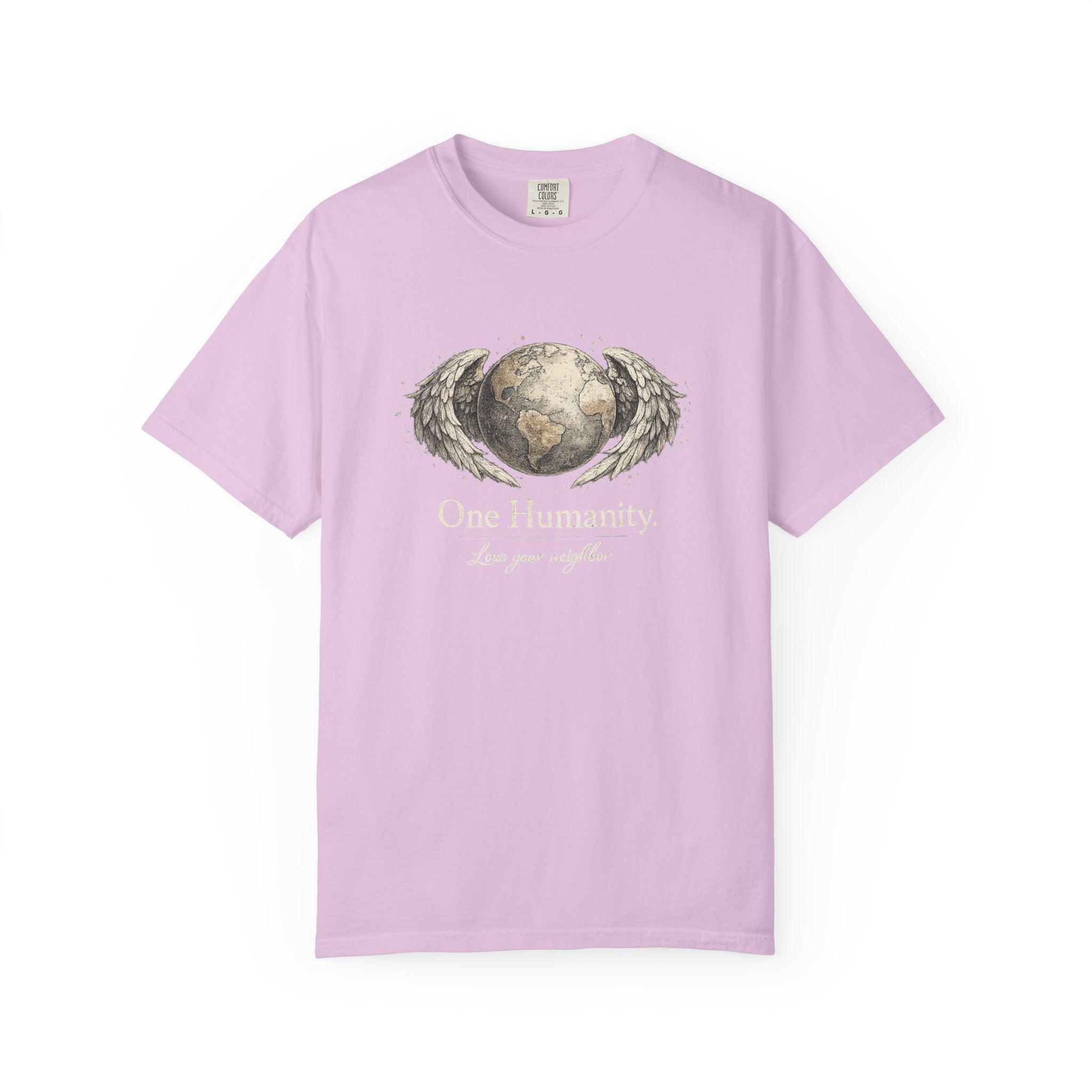 One Humanity T-Shirt – “One Humanity. Love Your Neighbor.” Earth Wings Graphic Tee