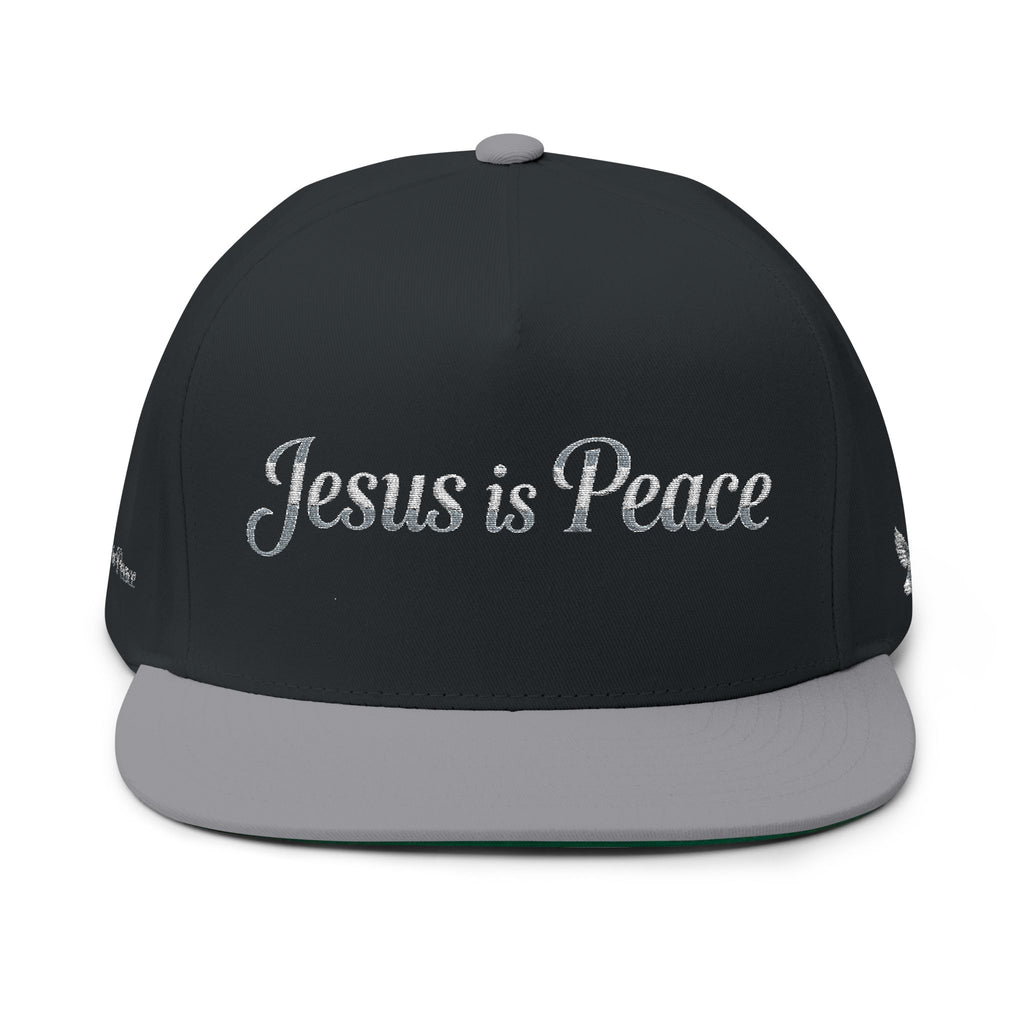 Embroidered "Jesus is Peace" Flat Bill Cap — Christian Snapback Hat