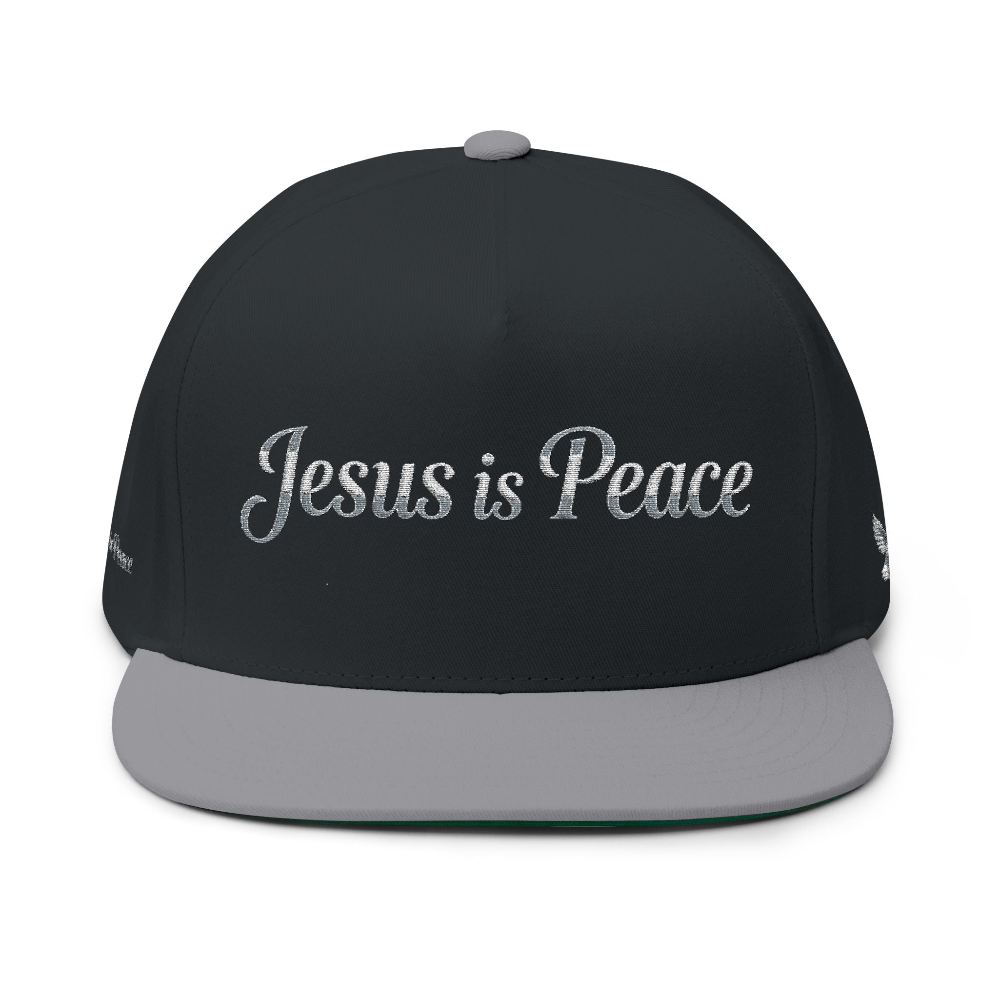 Embroidered "Jesus is Peace" Flat Bill Cap — Christian Snapback Hat