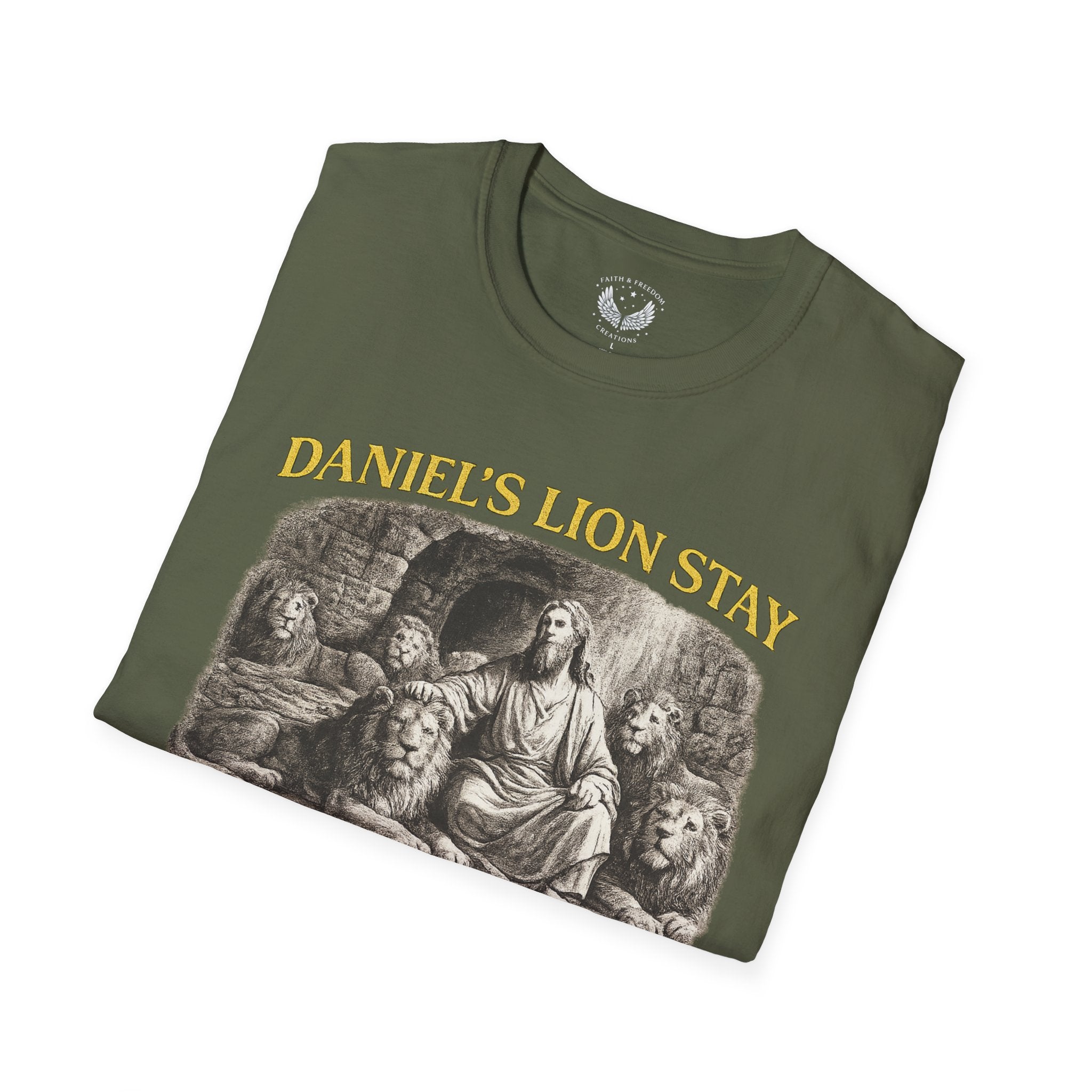 Daniel's Lion Stay Vintage T-Shirt - Biblical Lion Statue Tee