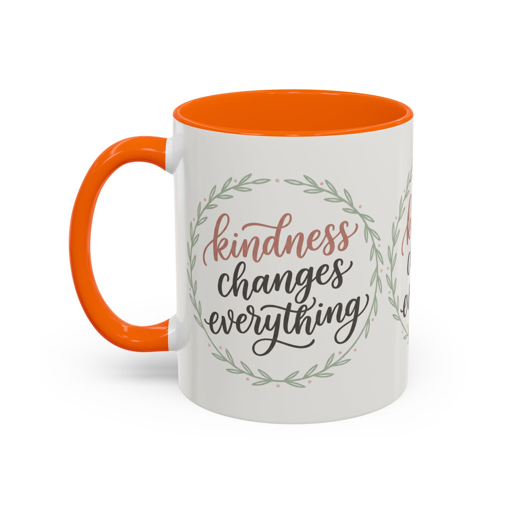 Kindness Changes Everything Accent Coffee Mug | Inspirational Ceramic Mug | Faith Freedom Creations