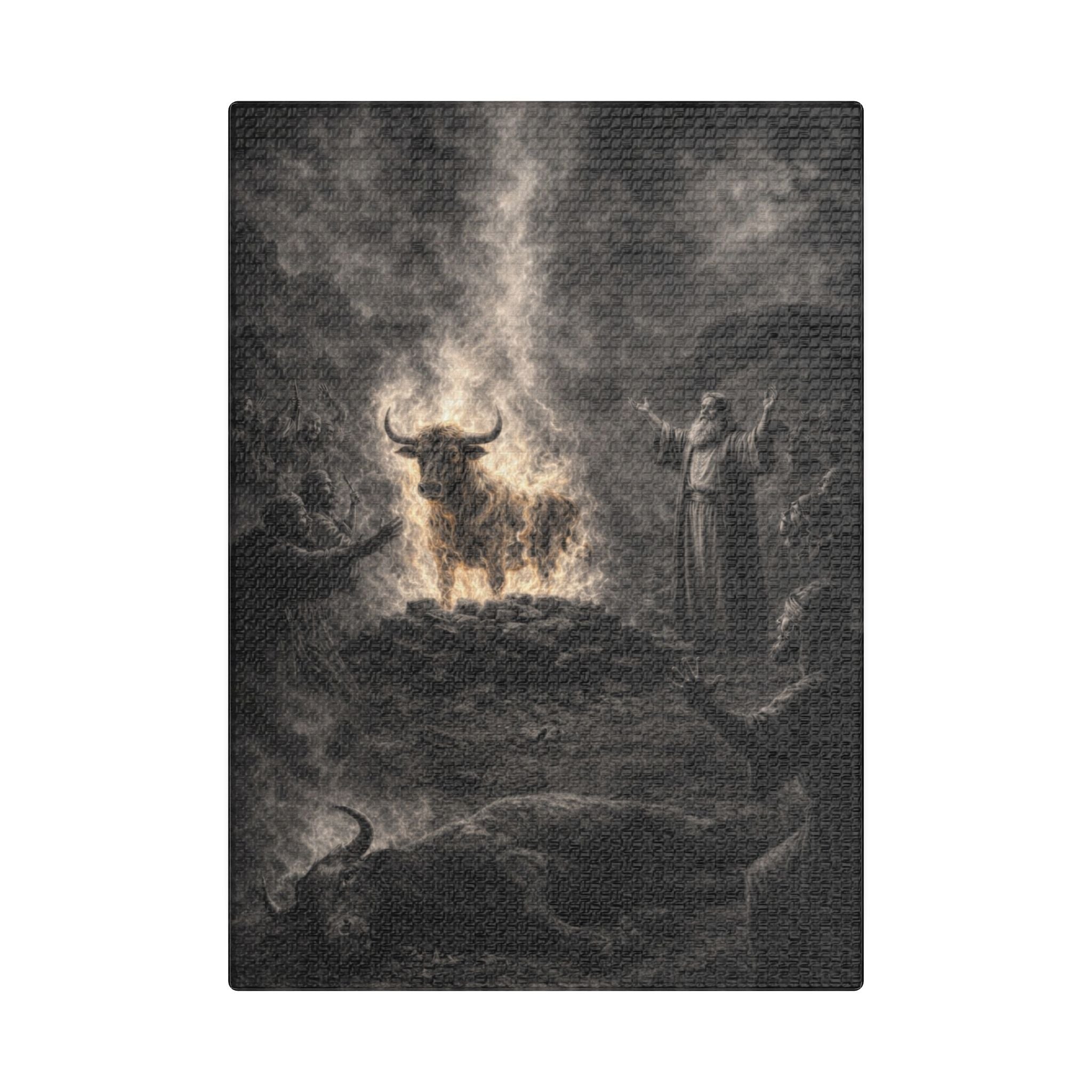 Elijah Calls Down Fire Canvas — Biblical Wall Art | Monochrome Edition