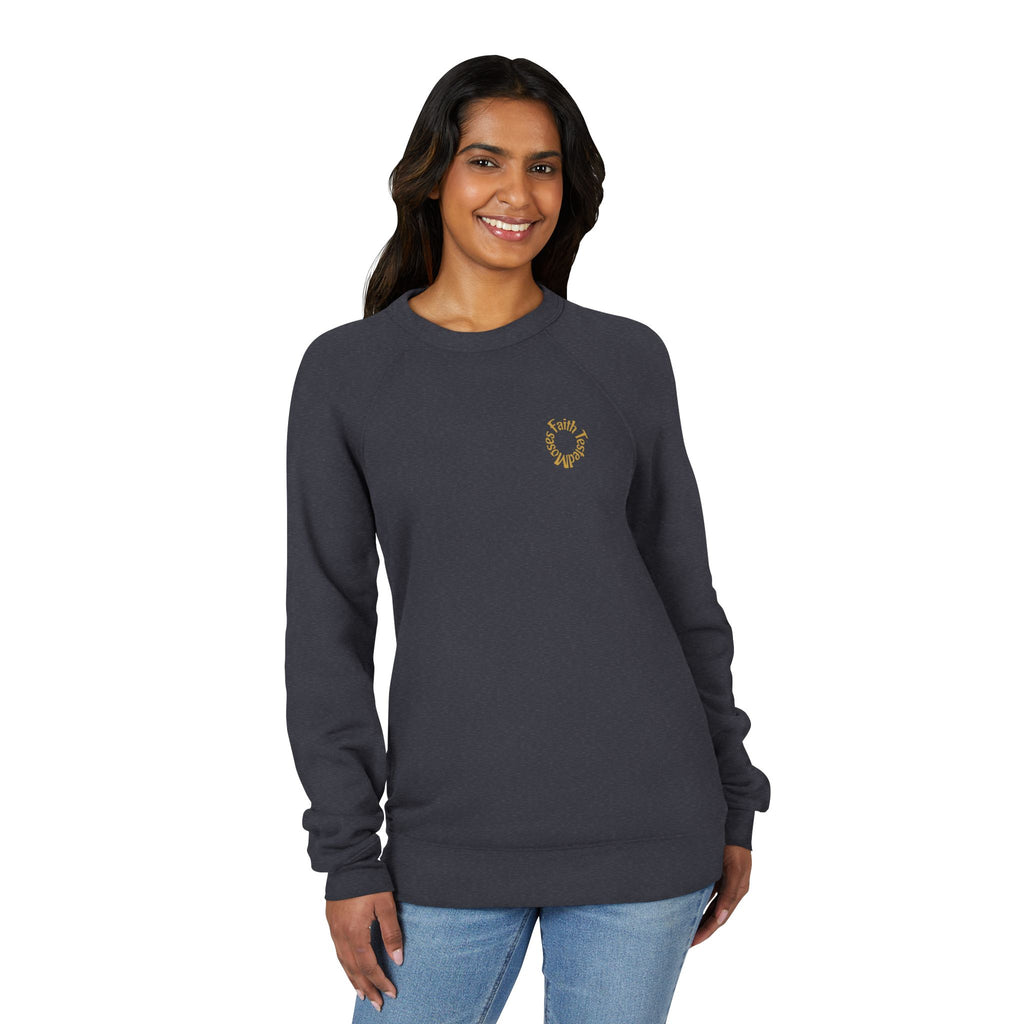 Moses Five-Star Faith Series – Raglan Sweatshirt | “Staff Worked. Sea Moved.” Faith Graphic