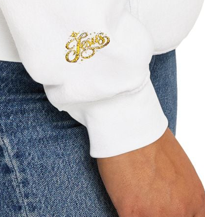 Jesus Gold Script Hoodie – Sparkle Christian Faith Pullover | Inspirational Hoodie