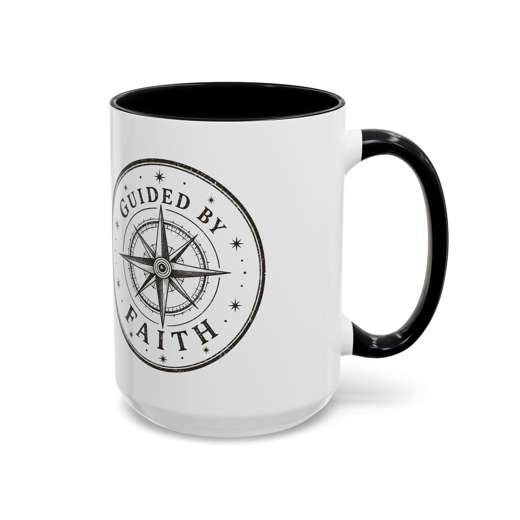 Guided by Faith Compass Coffee Mug | Inspirational Christian Accent Mug | Faith Freedom Creations