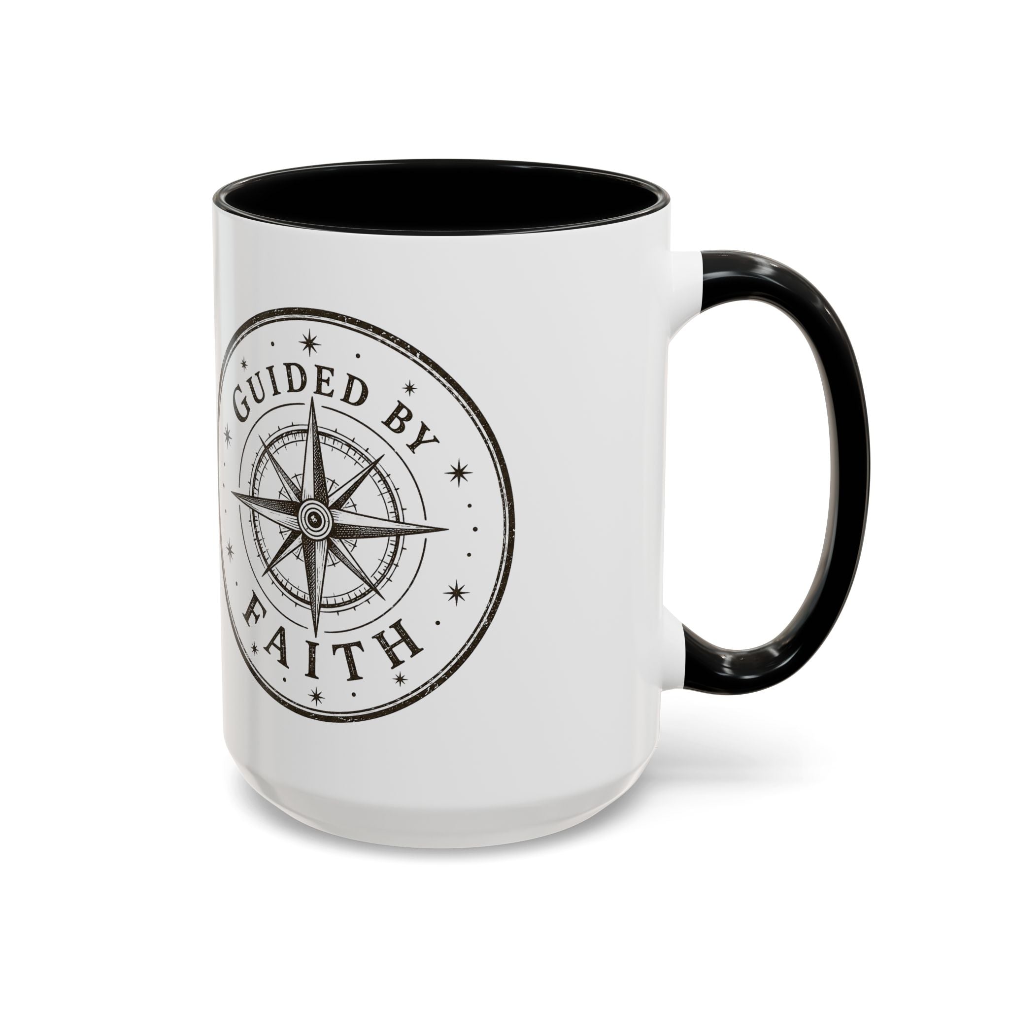 Guided by Faith Compass Coffee Mug | Inspirational Christian Accent Mug | Faith Freedom Creations