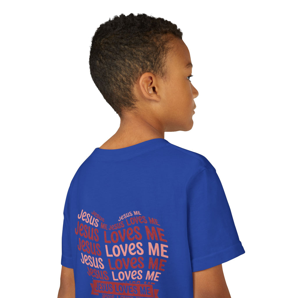 Jesus Loves Me Youth T-Shirt – Heart Word Cloud Christian Kids Tee | Faith Inspired Youth Shirt