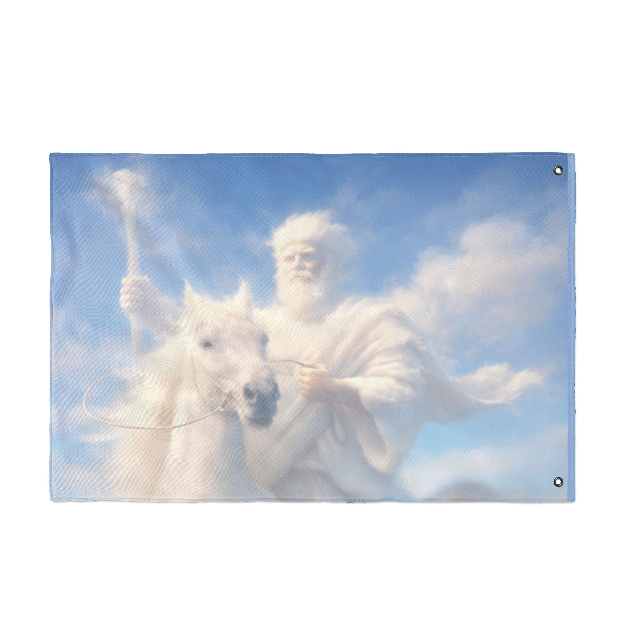 Jesus Riding on the Clouds Flag | Double-Sided Christian Outdoor Flag | Inspirational Faith Banner