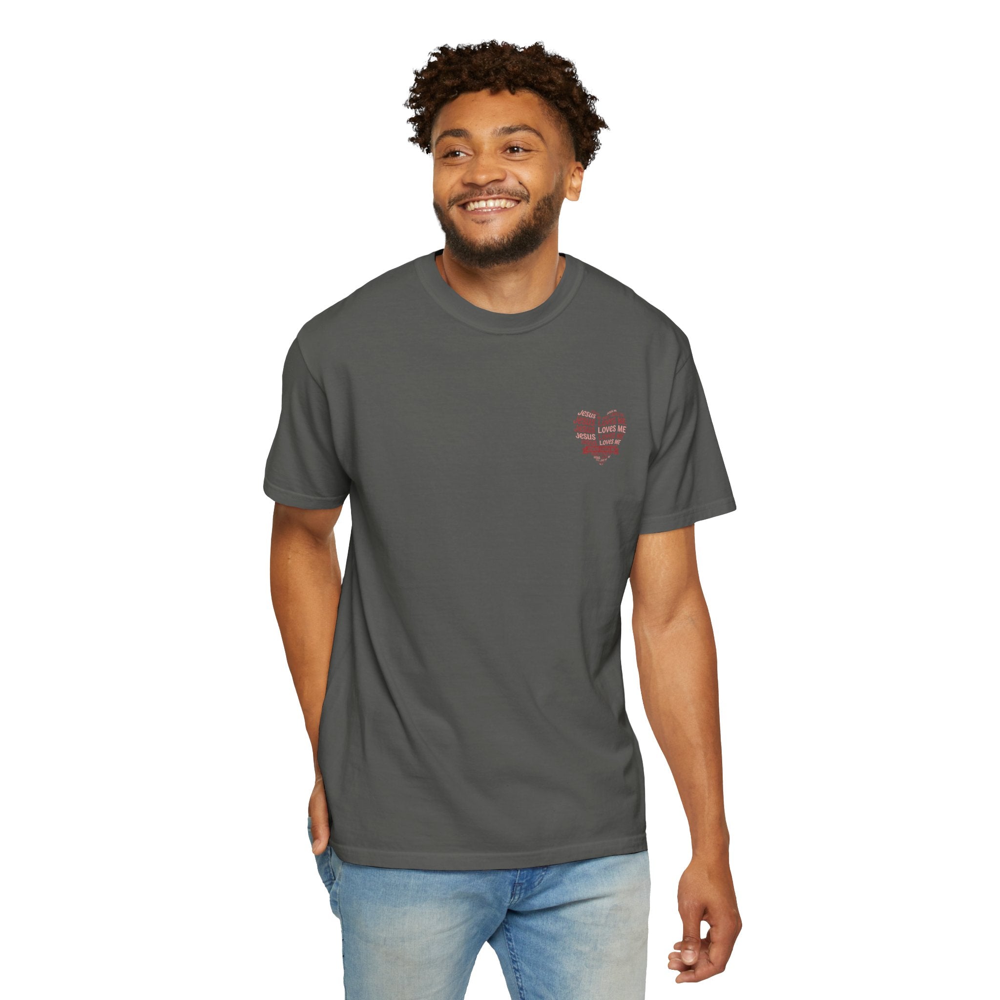 Jesus Loves Me Heart Garment-Dyed T-Shirt – Christian Faith Tee | Vintage Style Inspirational Shirt