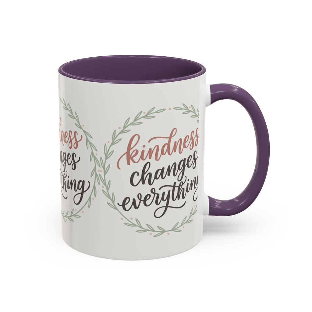 Kindness Changes Everything Accent Coffee Mug | Inspirational Ceramic Mug | Faith Freedom Creations