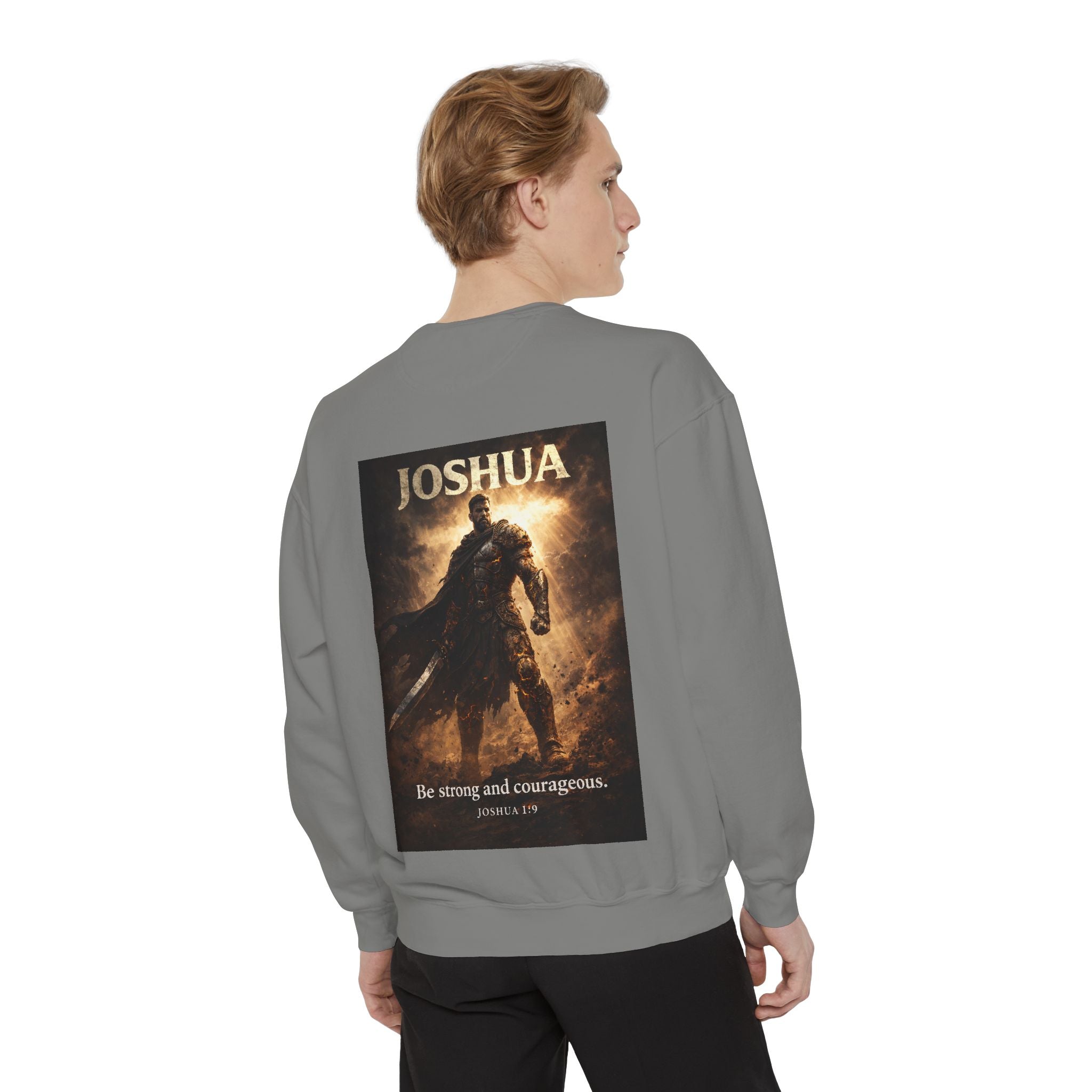 Joshua Courage Sweatshirt | Be Strong and Courageous Christian Crewneck | Inspirational Faith Apparel