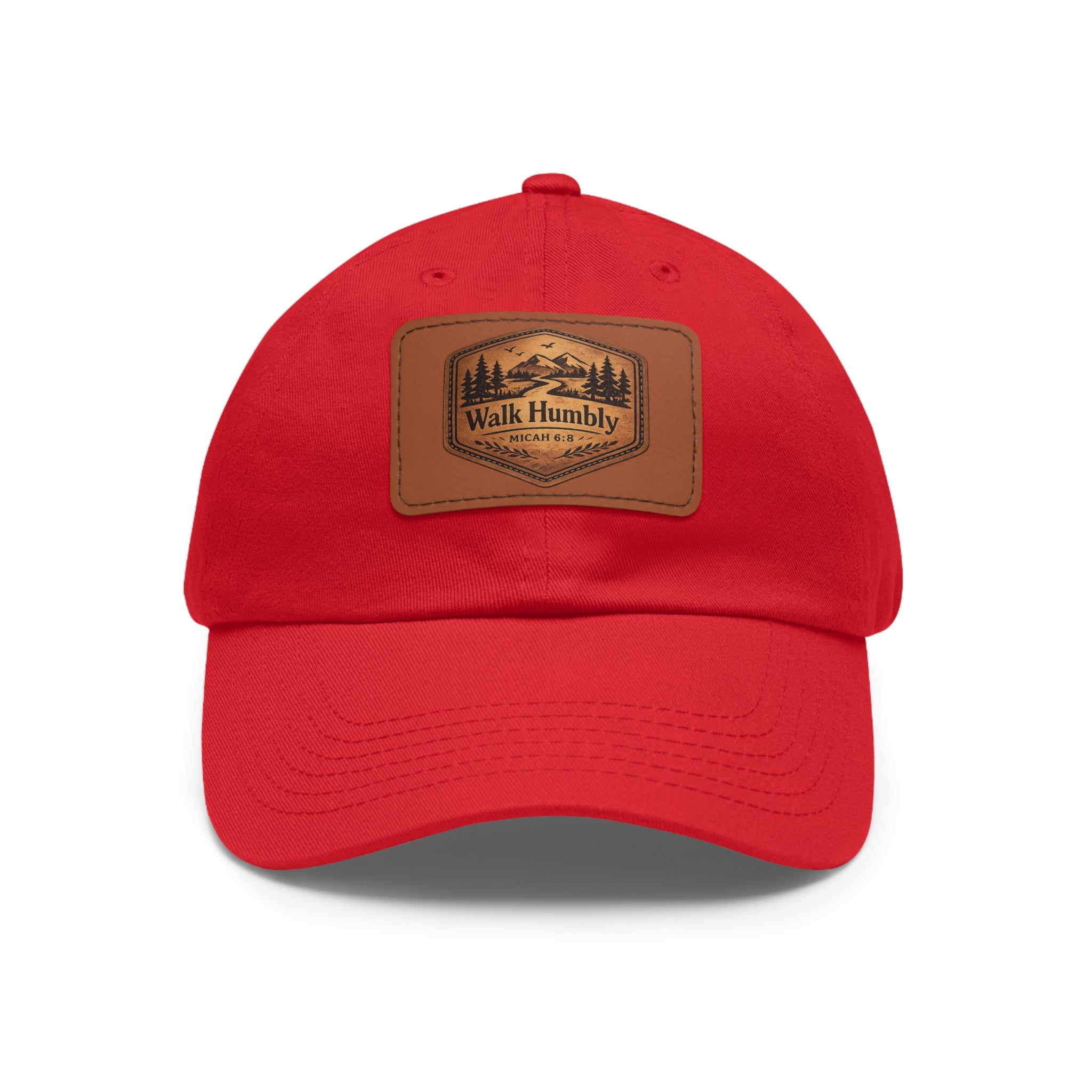 Walk Humbly Leather Patch Dad Hat | Micah 6:8 Christian Outdoor Cap | Faith Freedom Creations