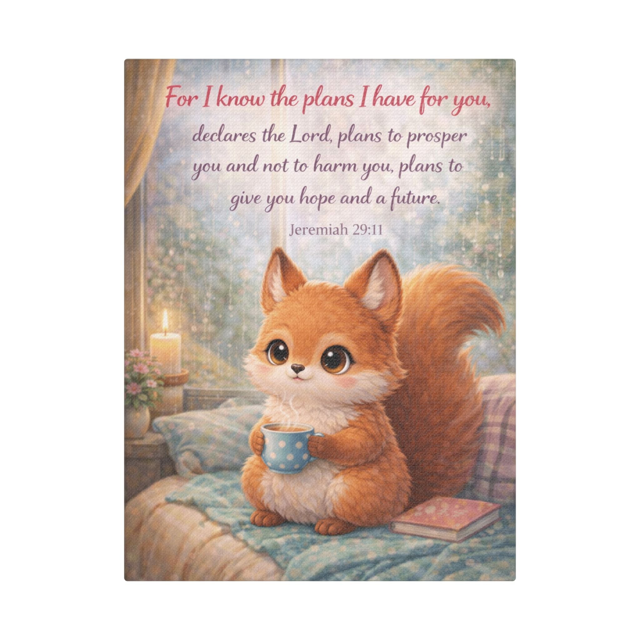 Scripture Woodland Animals – Fox – Jeremiah 29:11 Canvas Print