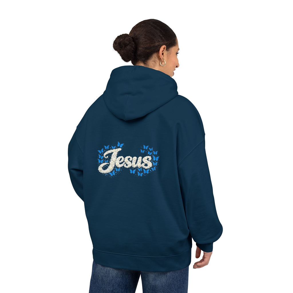 Jesus Floral Hoodie – Christian Faith Organic Pullover | Relaxed Fit Inspirational Hoodie