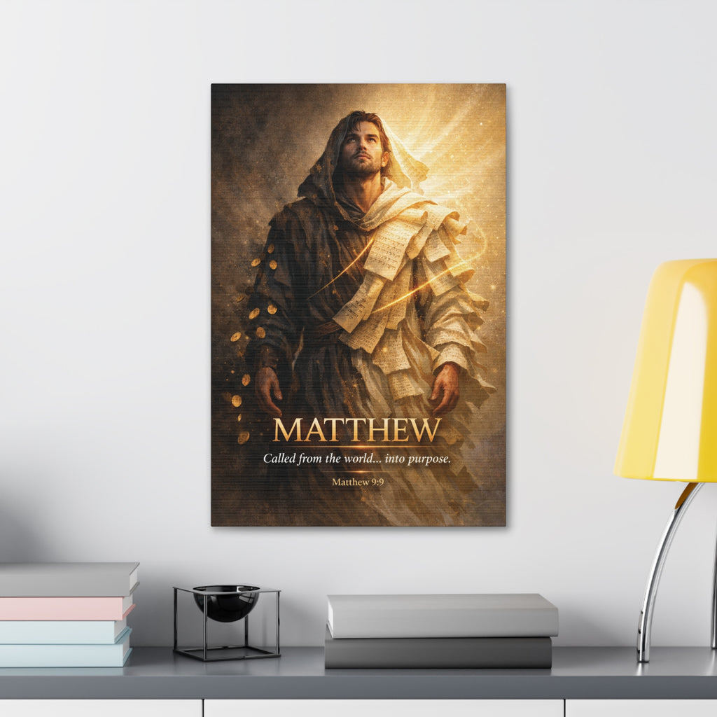 Matthew Bible Canvas Wall Art – “Called from the World… Into Purpose” Christian Scripture Canvas
