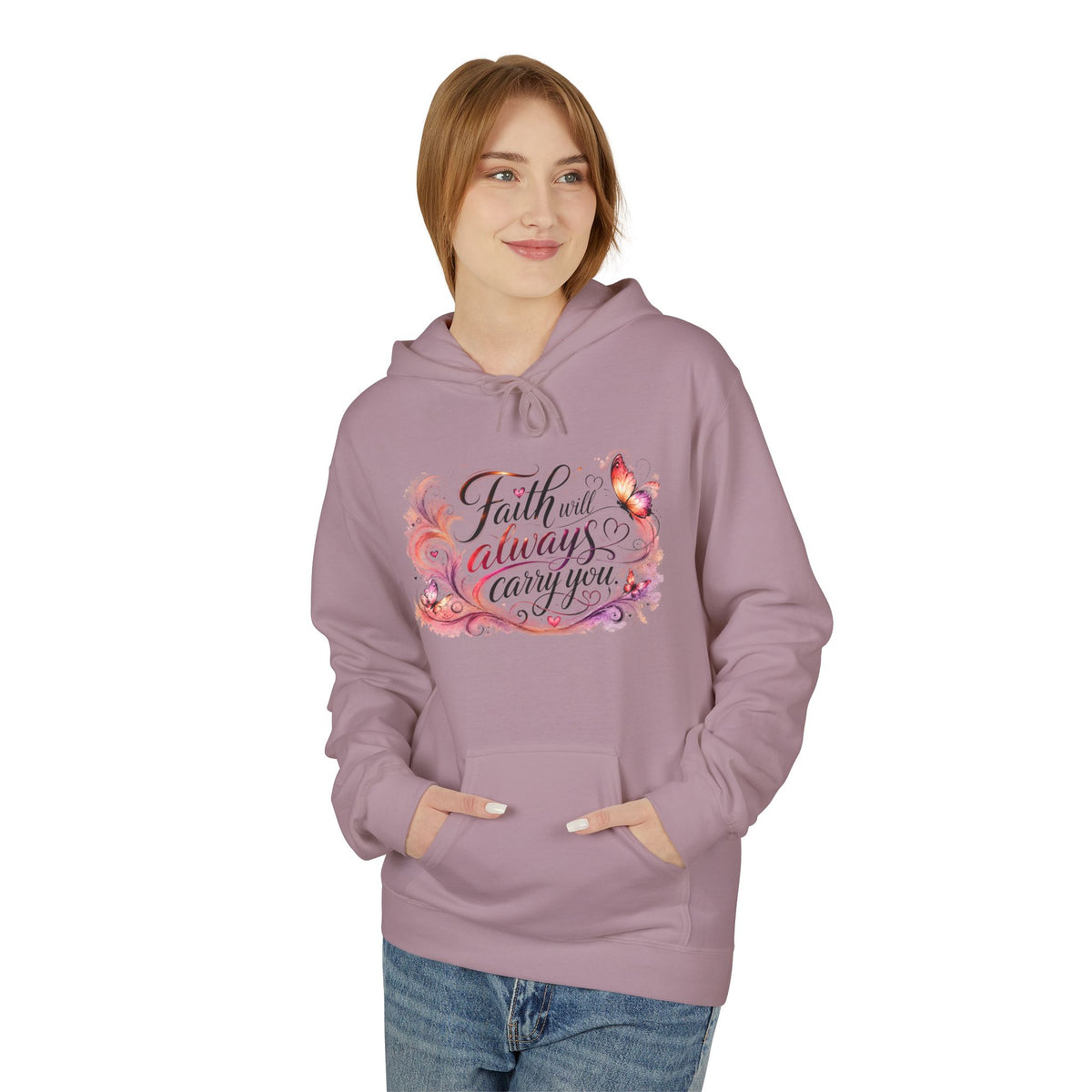 Faith Will Always Carry You Hoodie | Butterfly Christian Inspirational Pullover