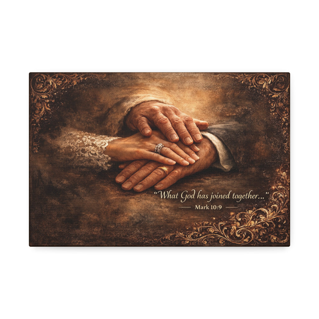 Wedding Hands Canvas Wall Art – "What God Has Joined Together" Mark 10:9