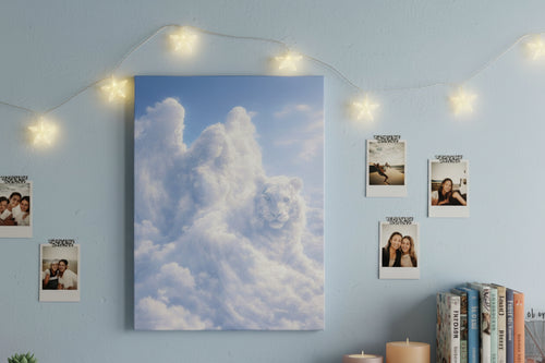 Cloud Angel & Tigar Canvas — Dreamy Nursery Faith Wall Art