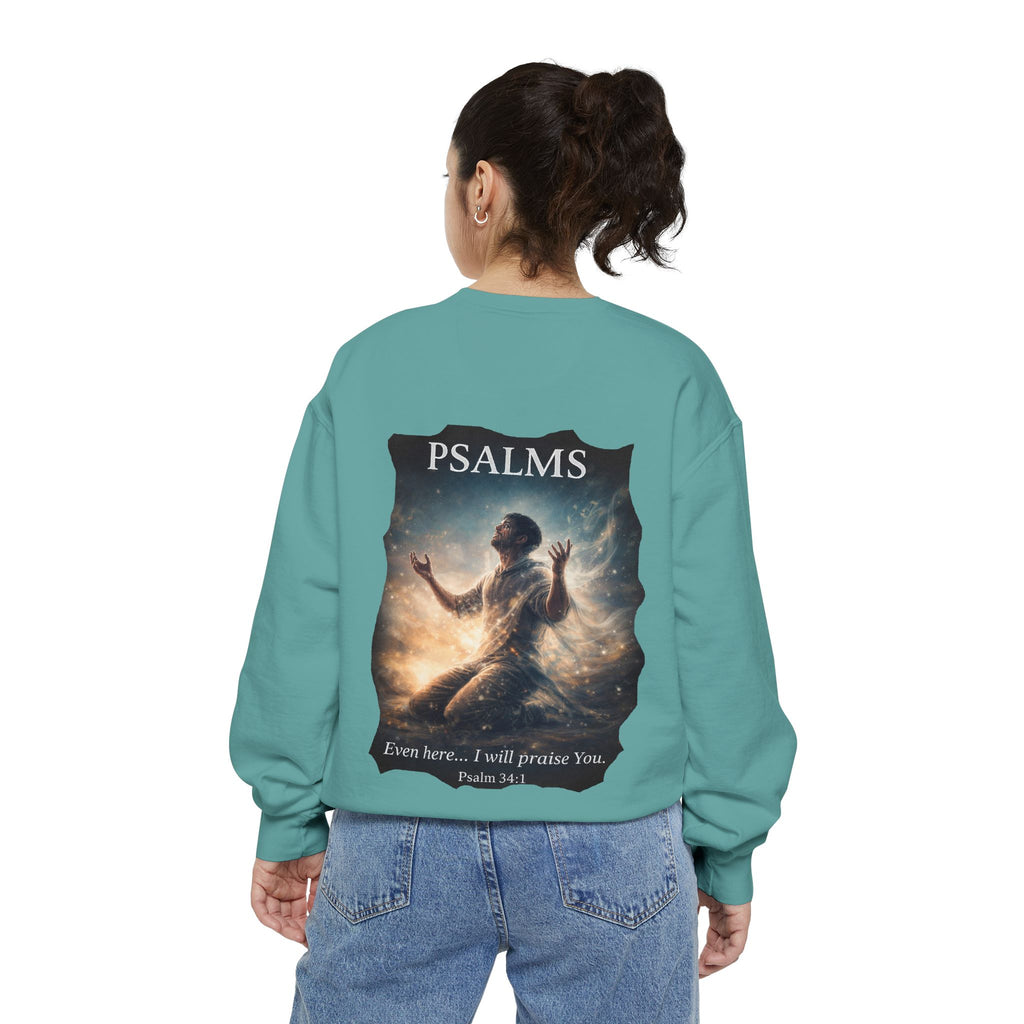 Psalm 34:1 Crewneck Sweatshirt | Inspirational Christian Graphic Sweatshirt | Faith Apparel