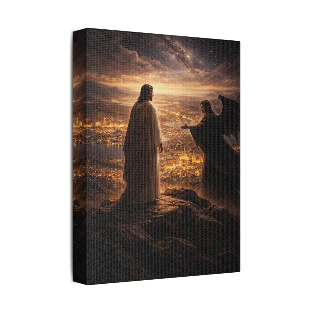 The Kingdom Test Canvas — Christ in the Wilderness Wall Art | Christian Faith Decor