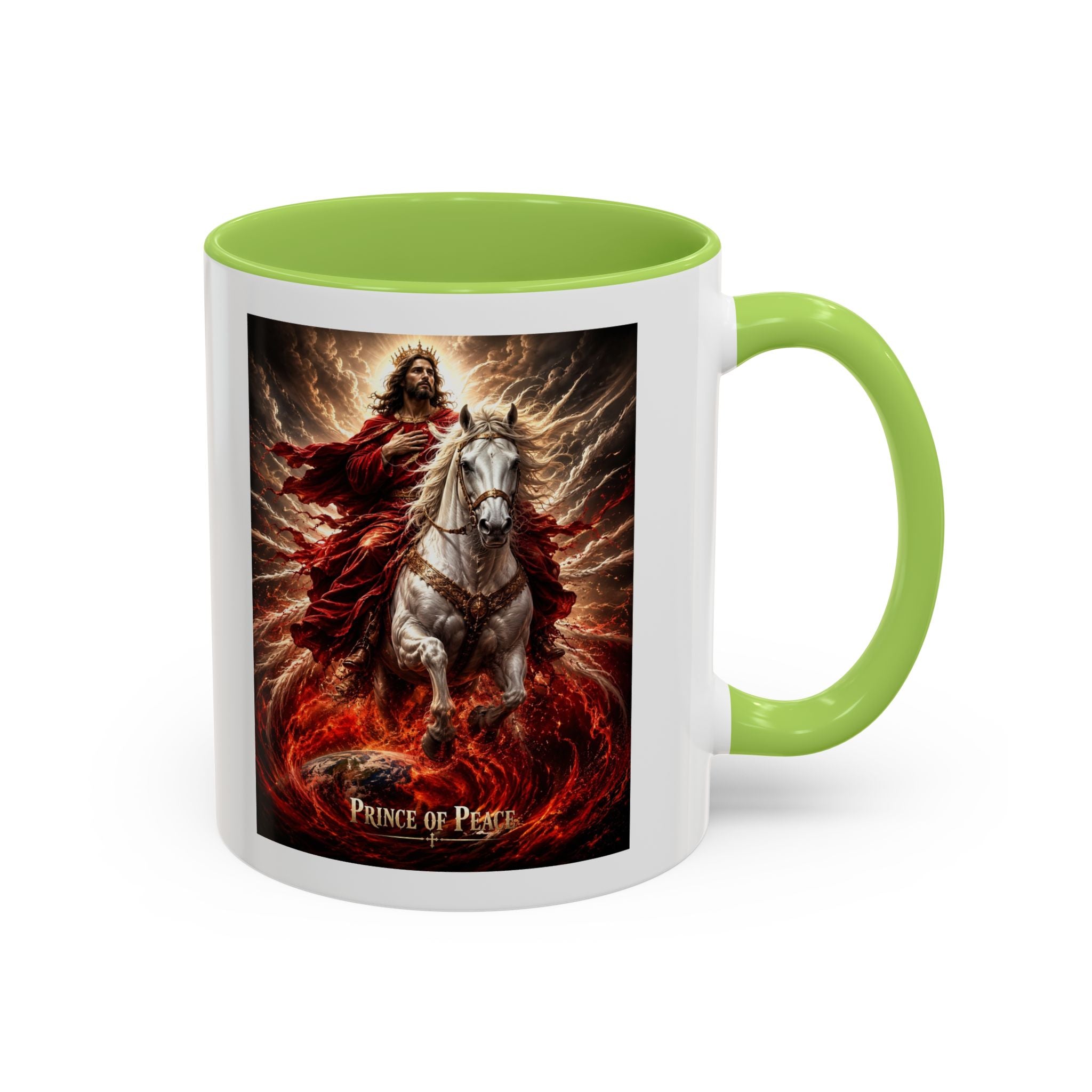 Prince of Peace Coffee Mug | Christian Jesus Rider Accent Mug | Inspirational Faith Gift