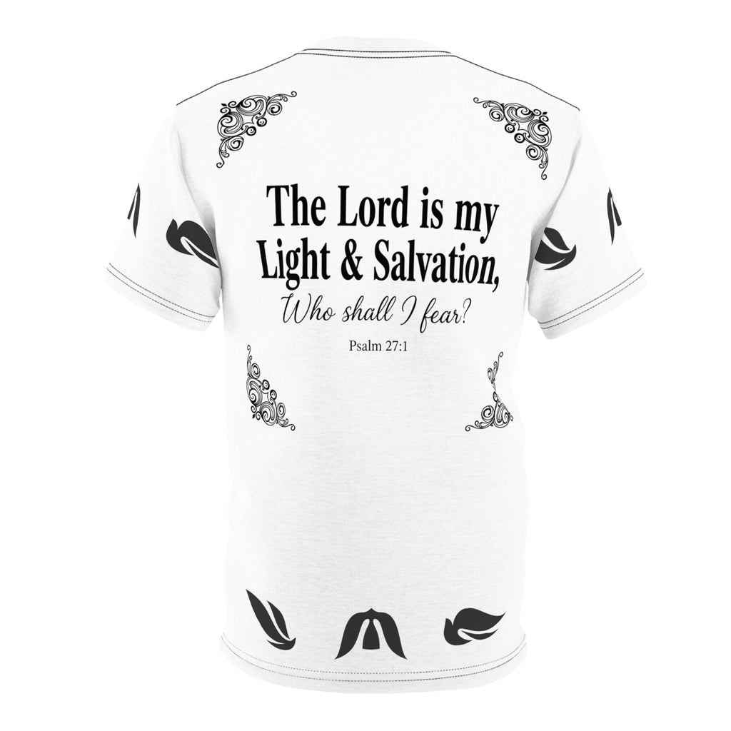 Psalm 27:1 Dove Graphic T-Shirt – “The Lord is My Light & Salvation” Christian Bible Verse Tee