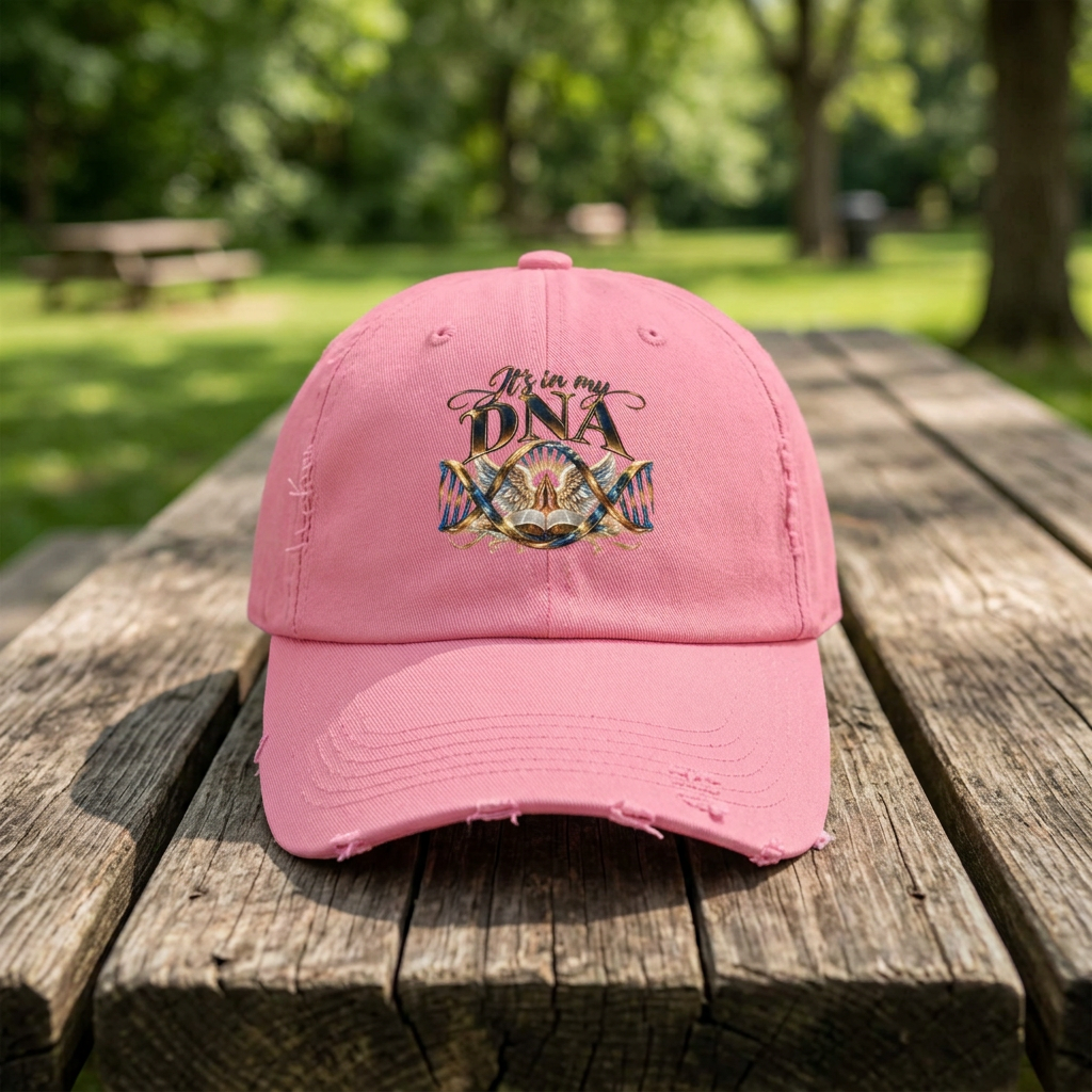 It's in My DNA Distressed Dad Hat – Christian Faith Baseball Cap | Bible & Praying Hands Design