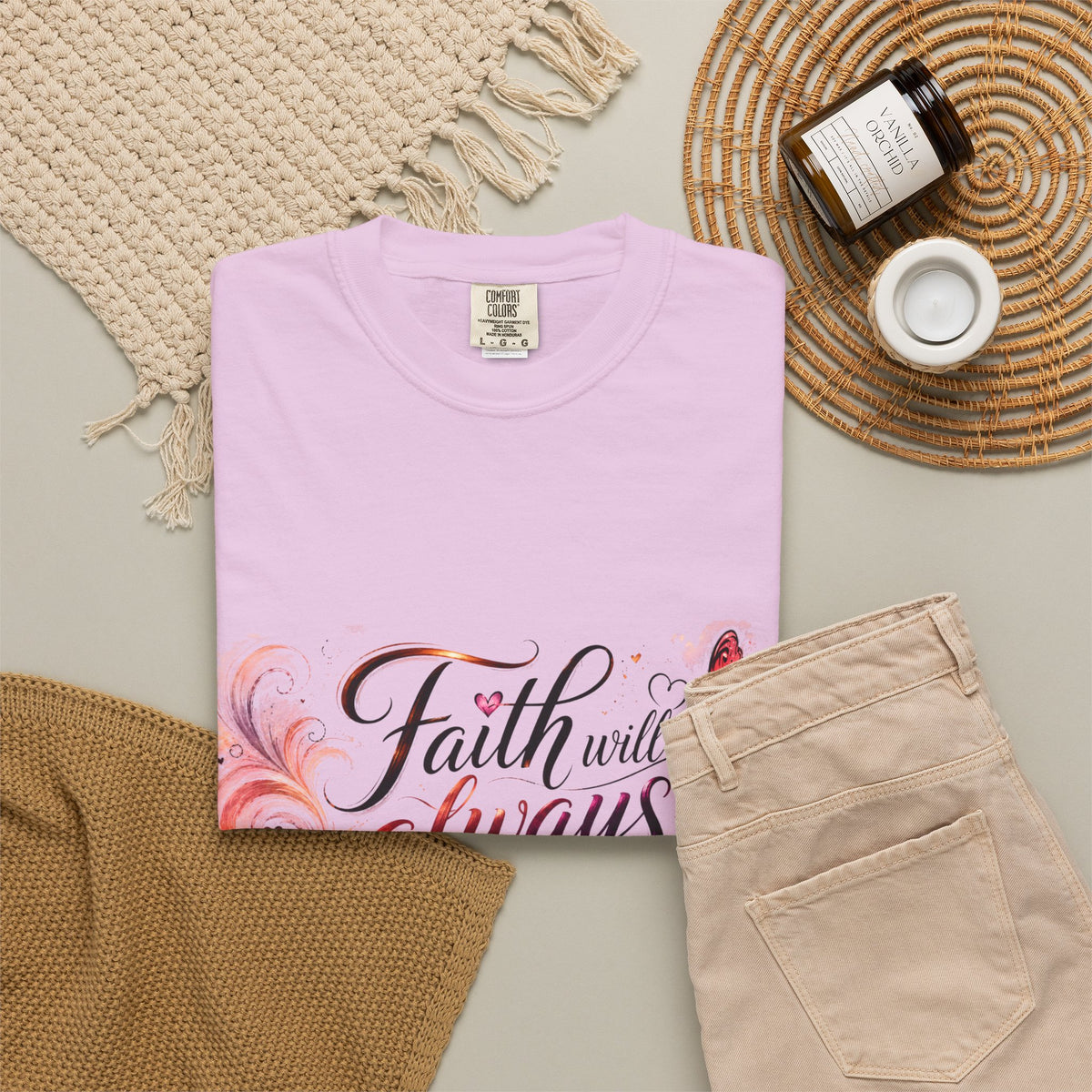 Faith Will Always Carry You T-Shirt | Butterfly Inspirational Comfort Colors® Tee