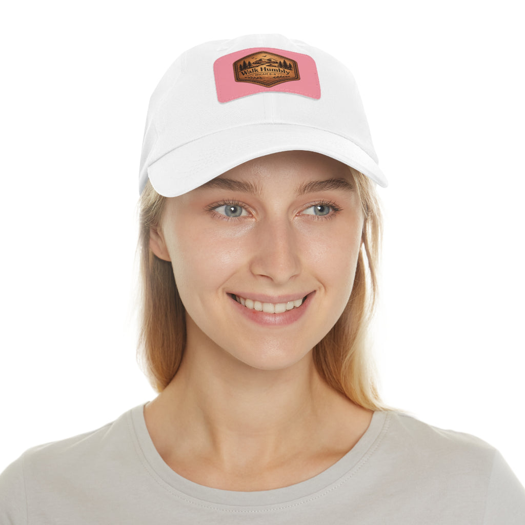 Walk Humbly Leather Patch Dad Hat | Micah 6:8 Christian Outdoor Cap | Faith Freedom Creations
