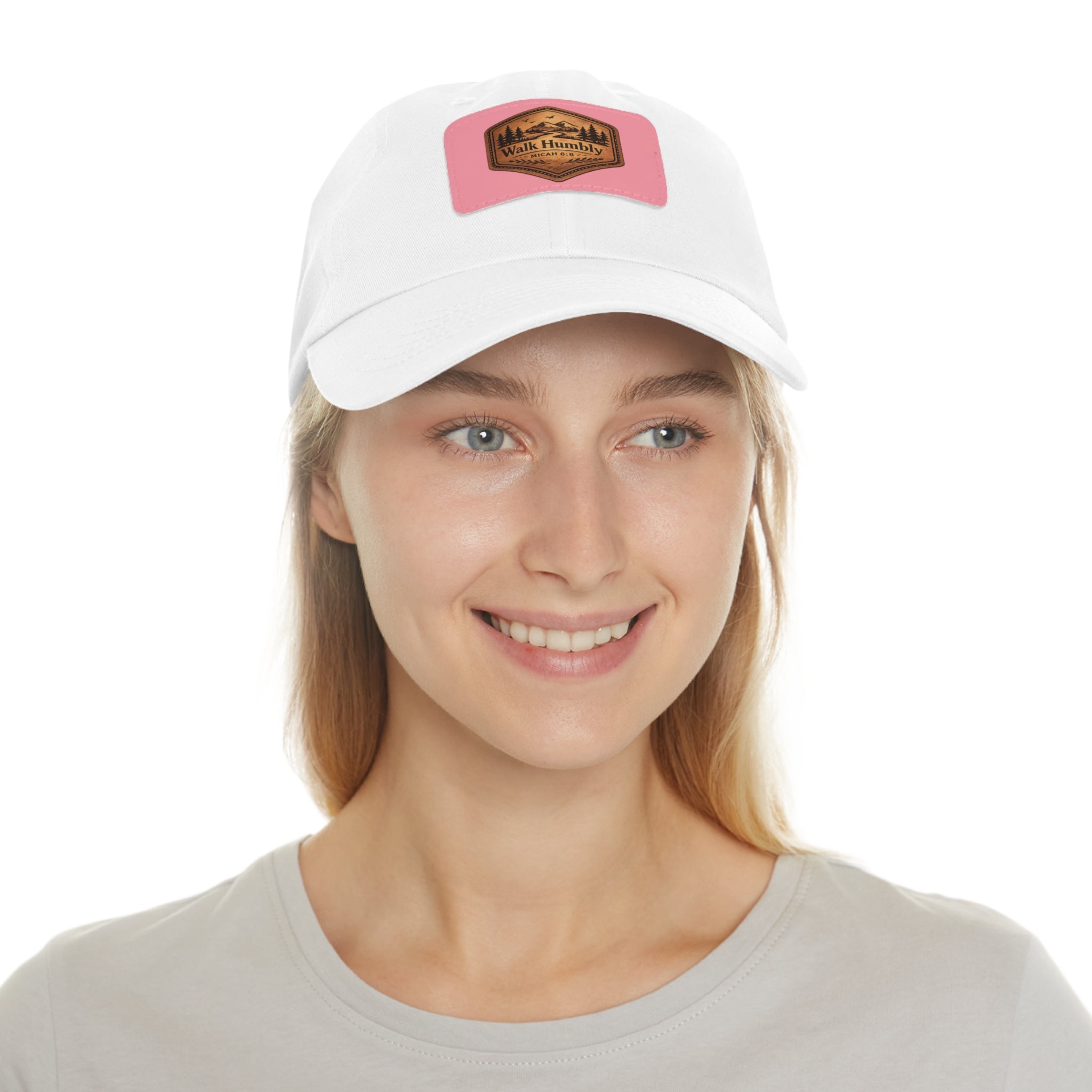 Walk Humbly Leather Patch Dad Hat | Micah 6:8 Christian Outdoor Cap | Faith Freedom Creations