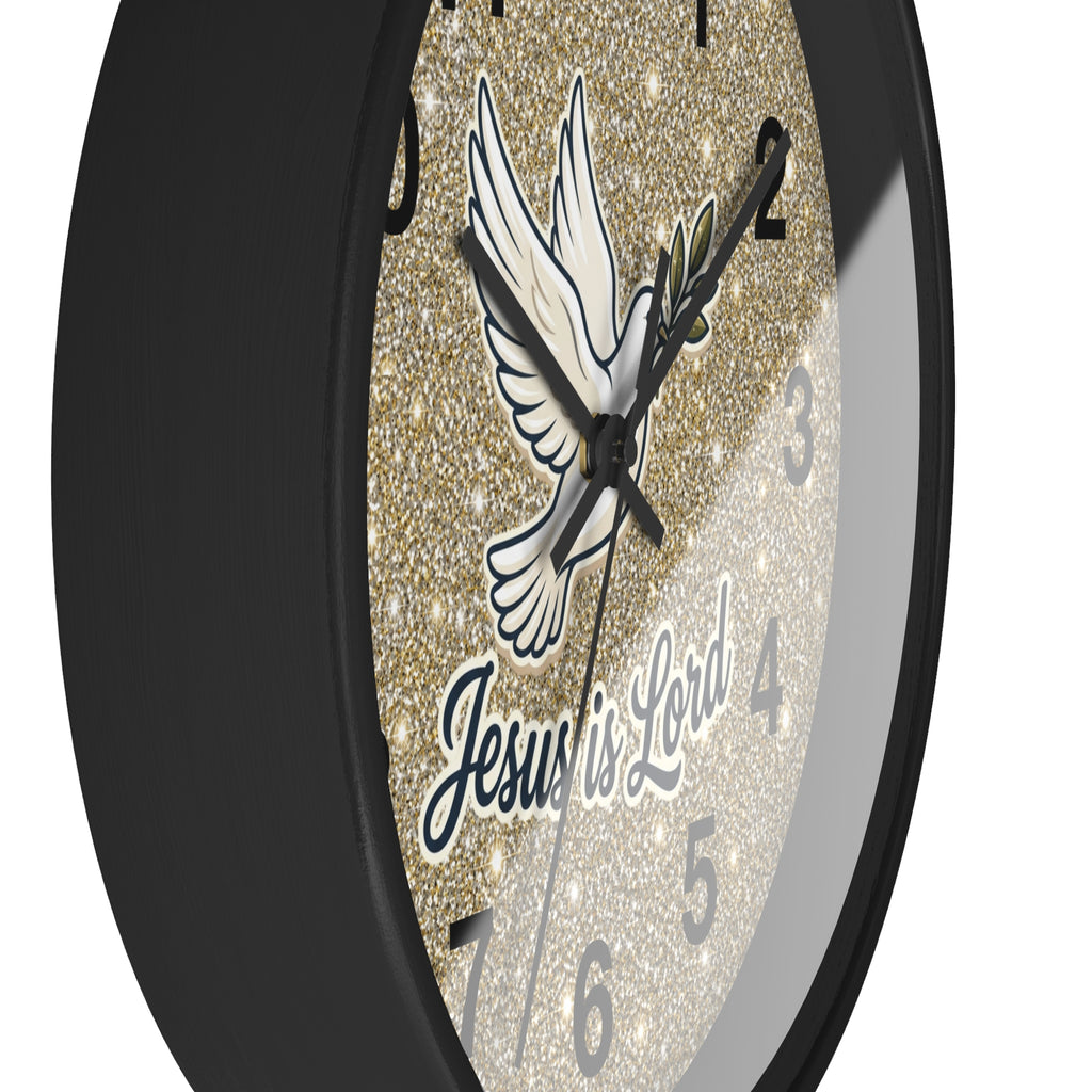 Jesus Is Lord Wall Clock | Dove of Peace Christian Wall Decor | Silent Faith Clock