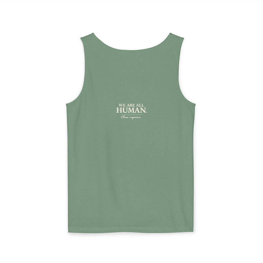 “Every Heart Beats the Same” Vintage Surf Tank Top – Garment-Dyed Coastal Unity Tank