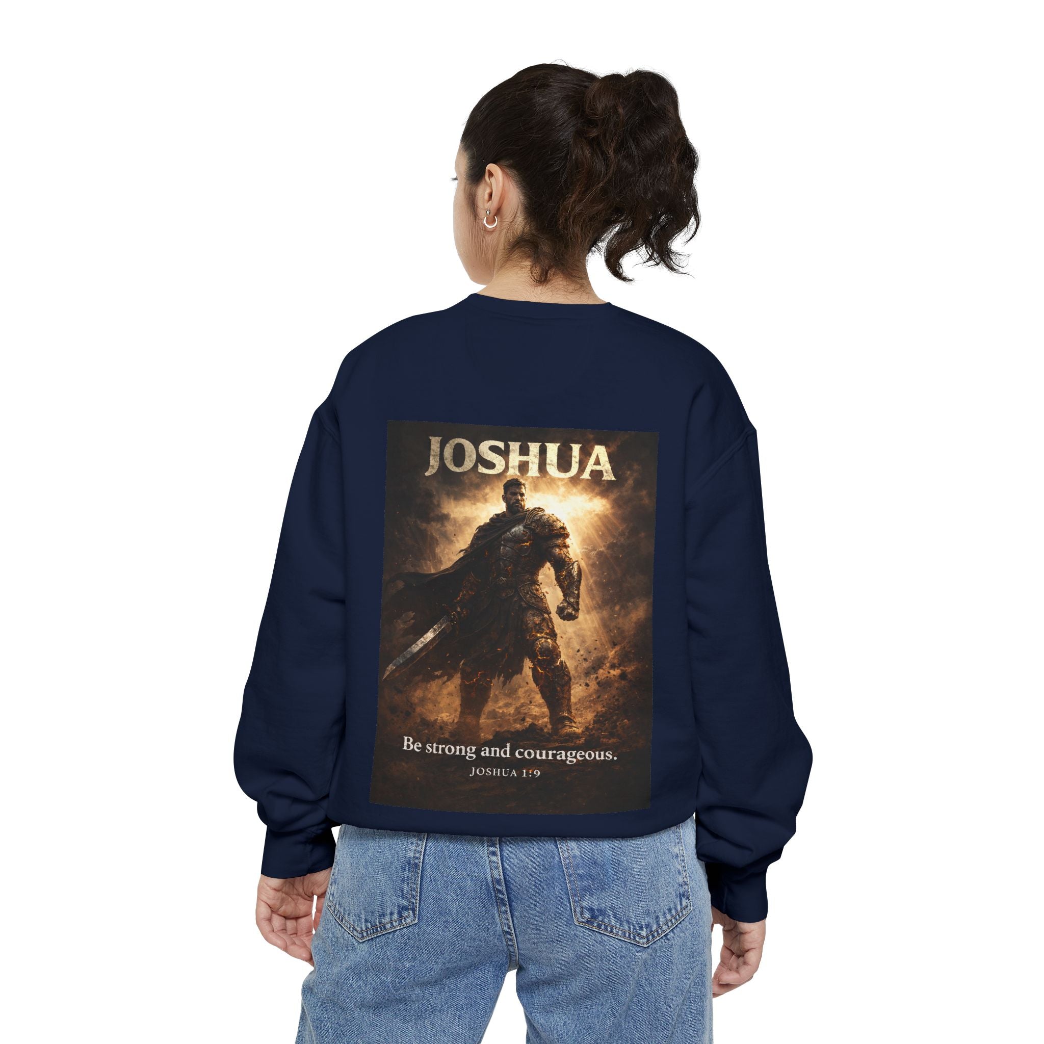 Joshua Courage Sweatshirt | Be Strong and Courageous Christian Crewneck | Inspirational Faith Apparel
