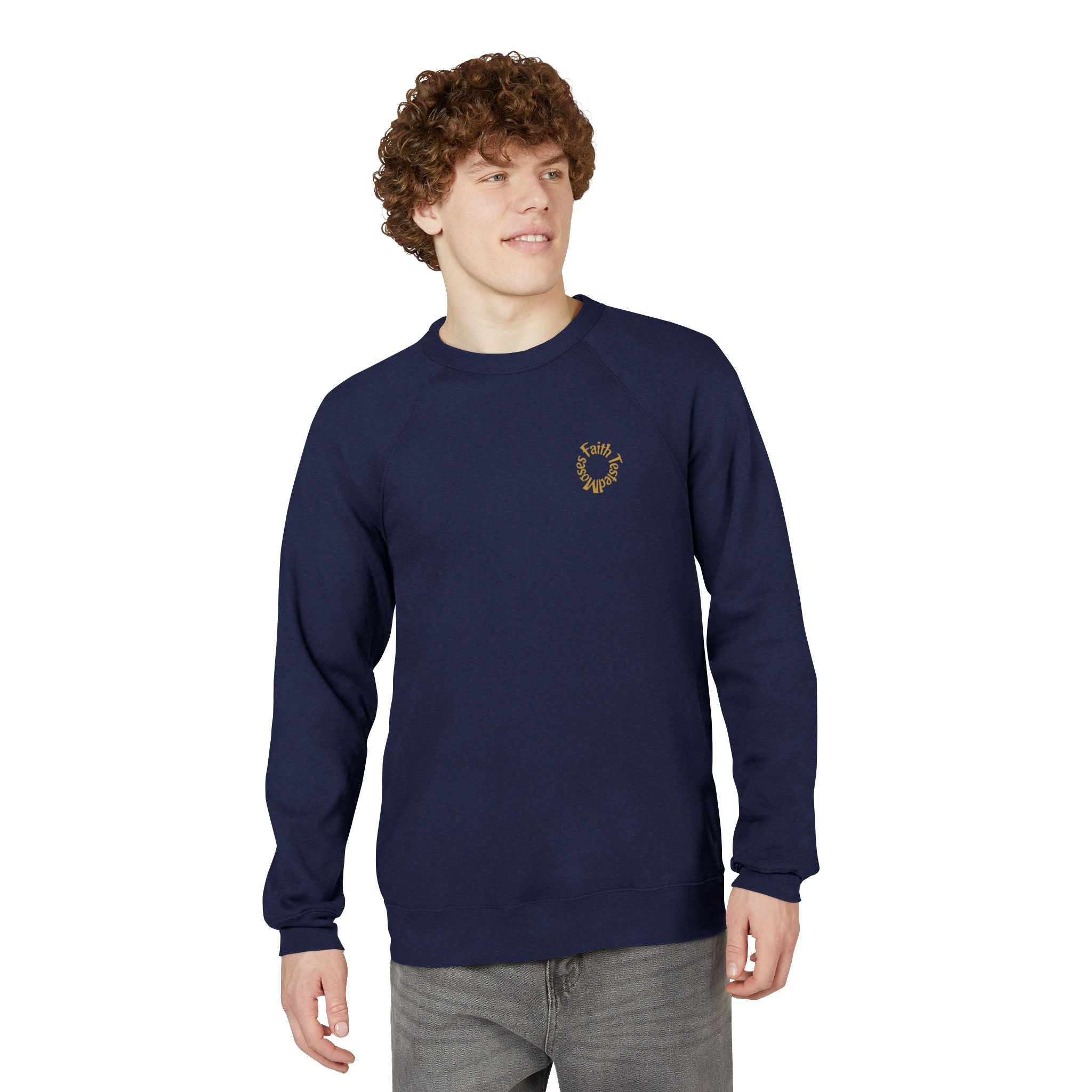 Moses Five-Star Faith Series – Raglan Sweatshirt | “Staff Worked. Sea Moved.” Faith Graphic