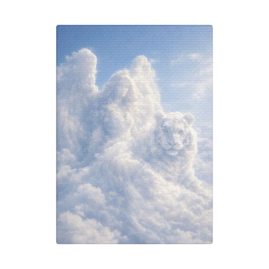 Cloud Angel & Tigar Canvas — Dreamy Nursery Faith Wall Art